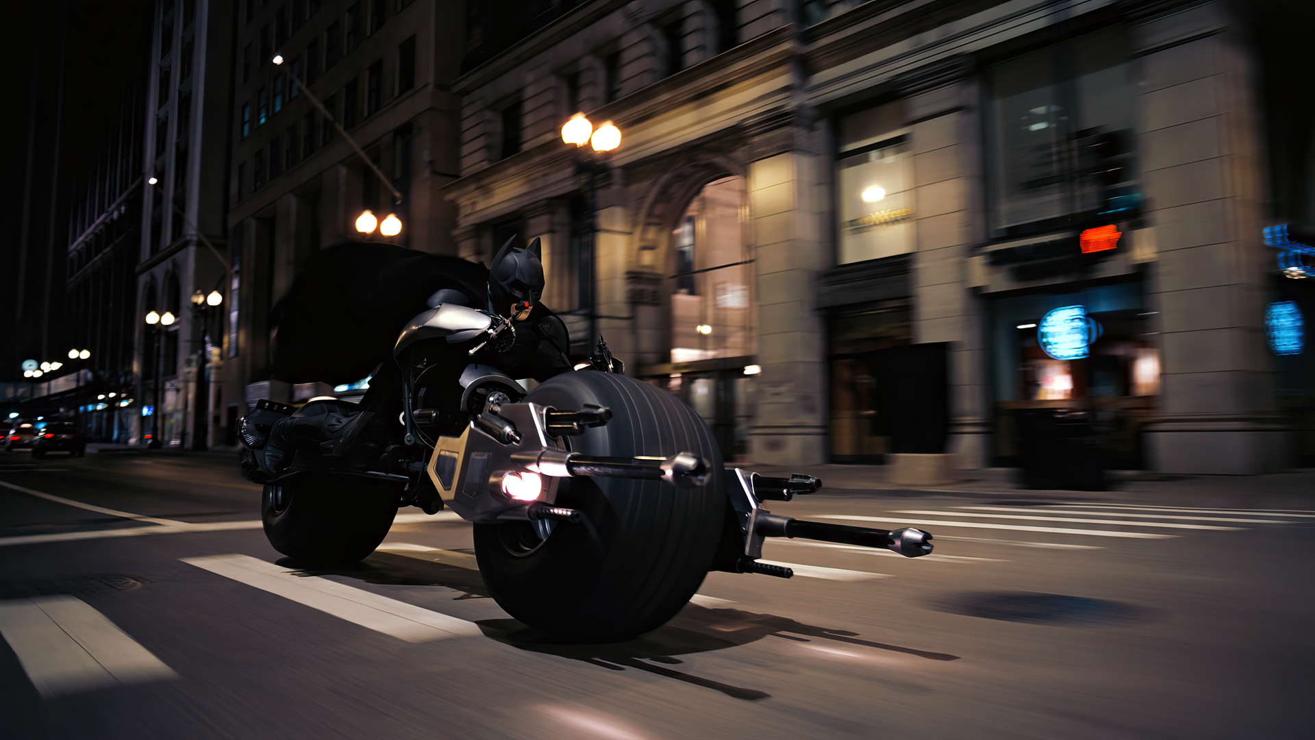 General 1920x1080 The Dark Knight movies film stills Batpod street Gotham City Batman superhero vehicle building Christopher Nolan