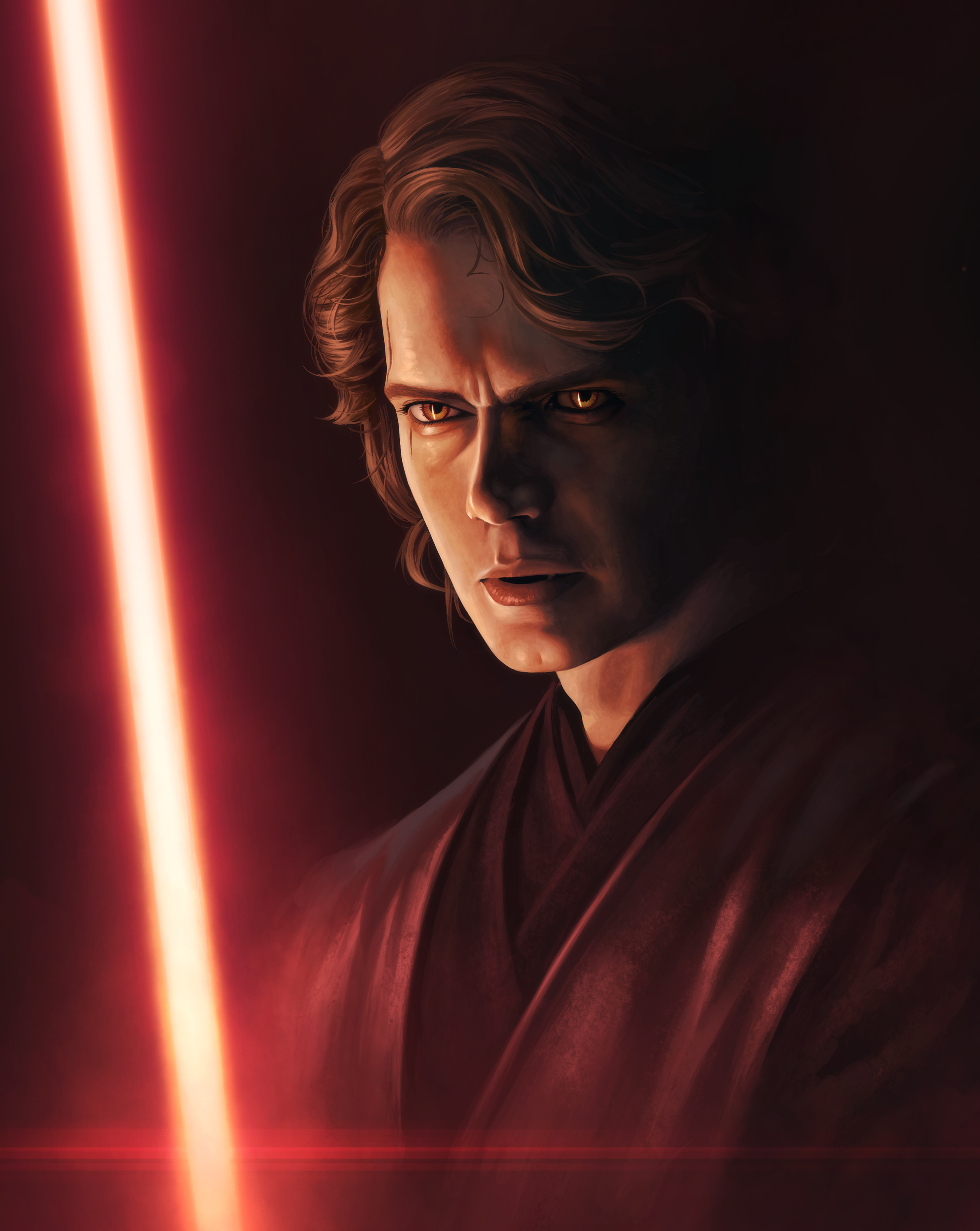 General 2390x3000 Star Wars Anakin Skywalker Sith lightsaber red background red movies portrait display digital art