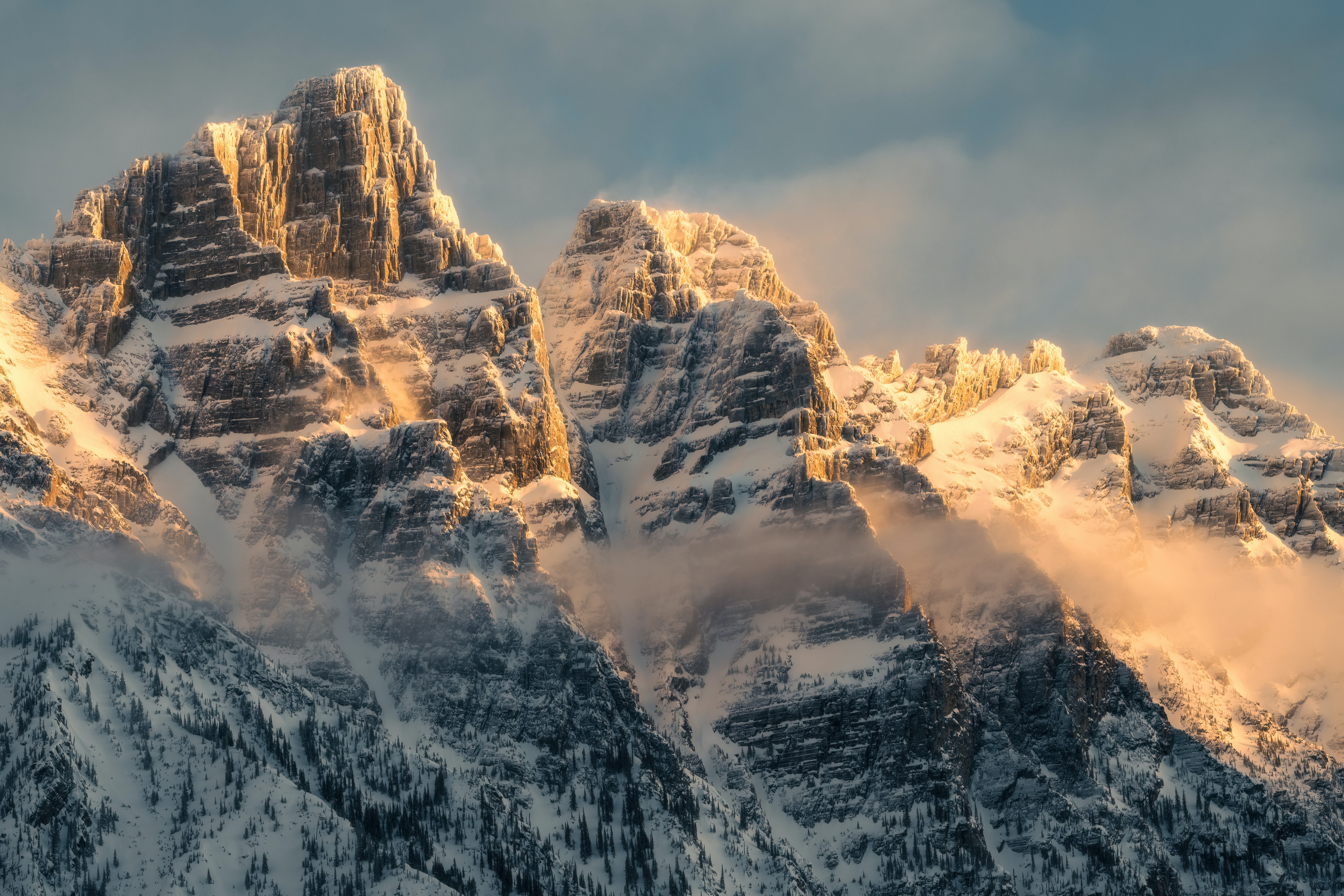 General 7227x4820 photography nature landscape mountains Canada mist rock formation snow