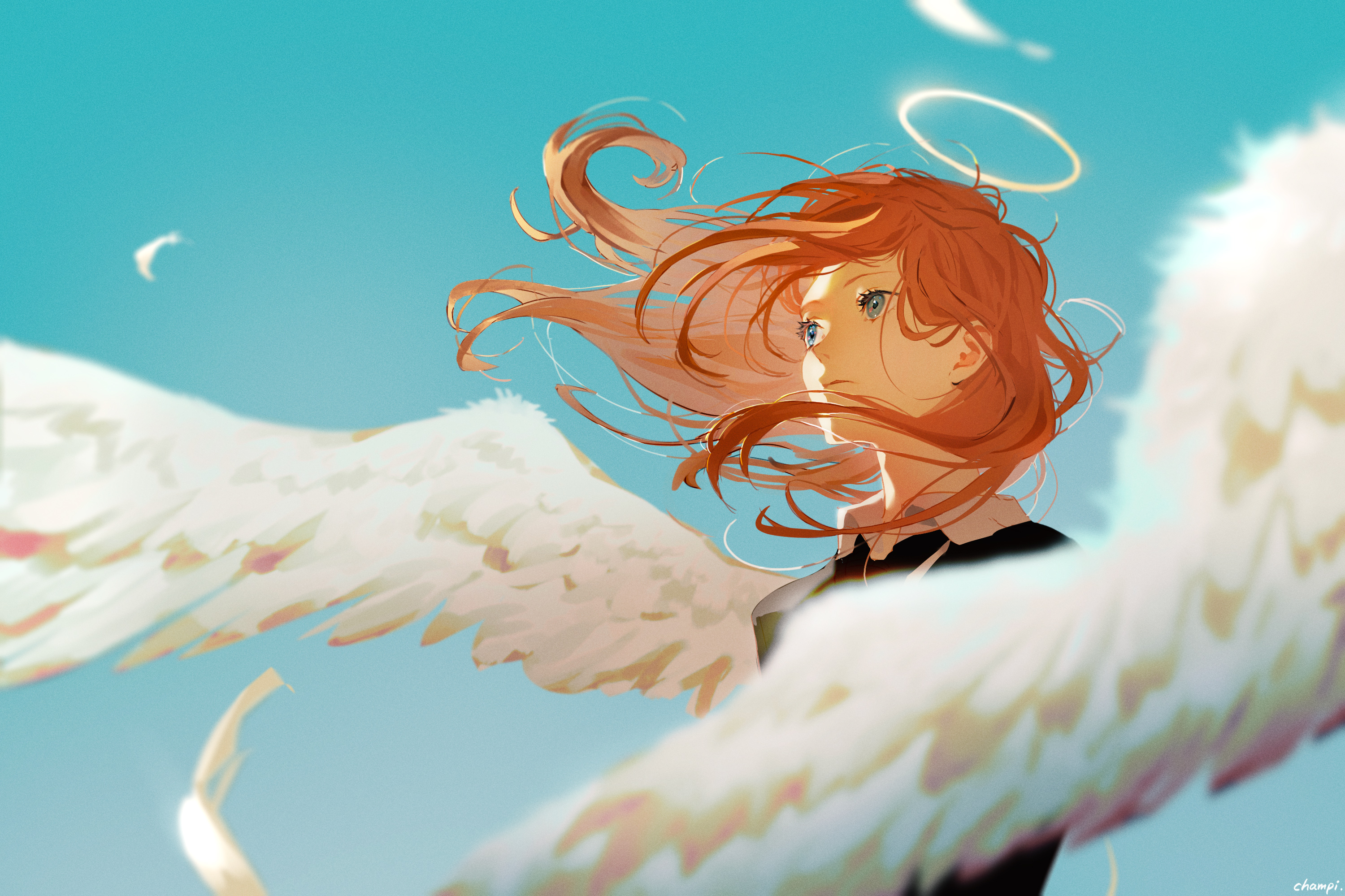 Anime 3000x1999 Chainsaw Man Angel Devil angel clear sky halo angel wings wings