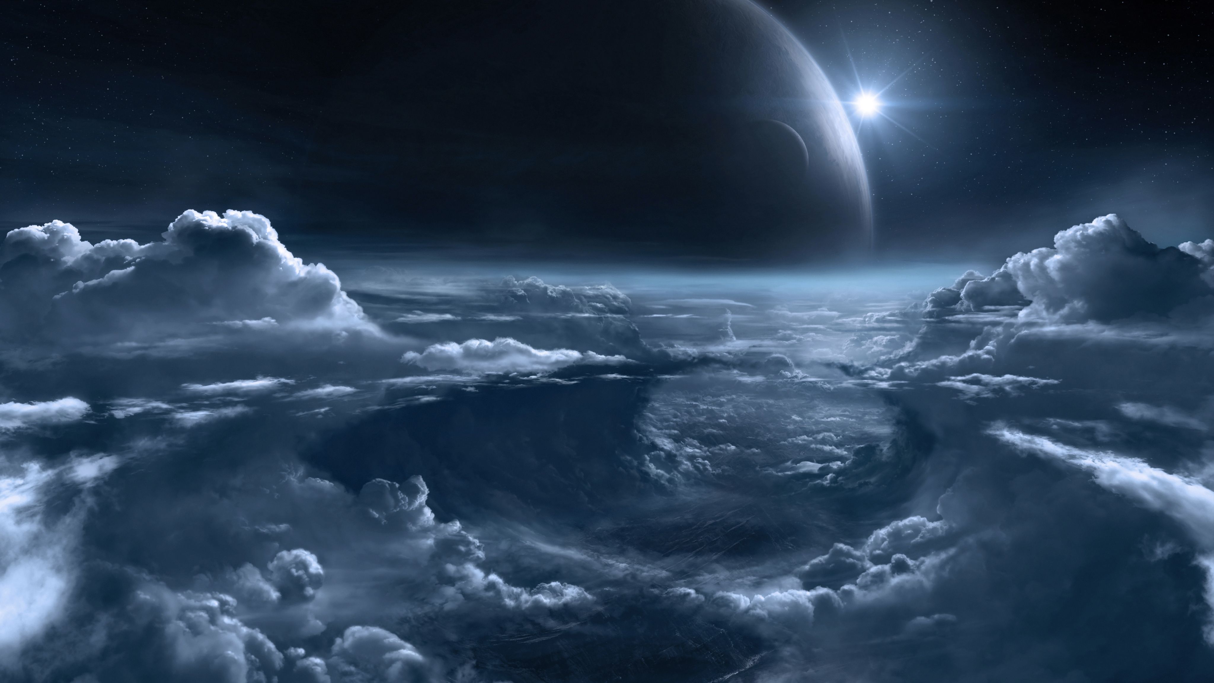 General 4096x2304 clouds science fiction planet