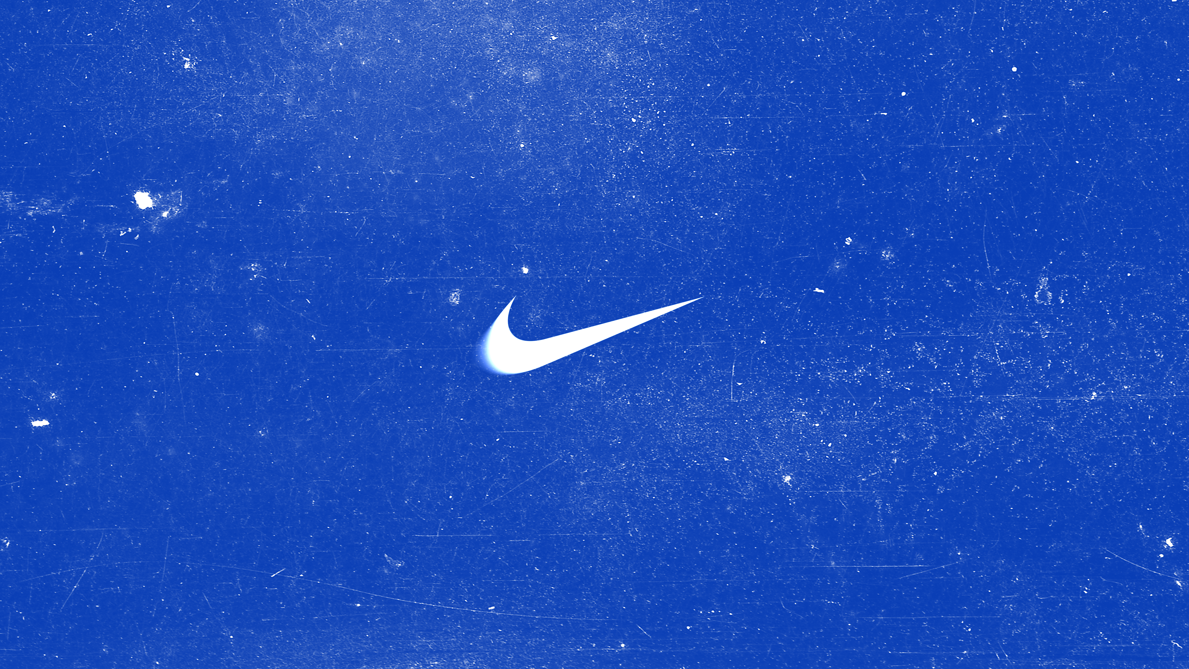 General 3840x2160 Nike simple background blue background grunge film grain wall 4K texture minimalism logo brand