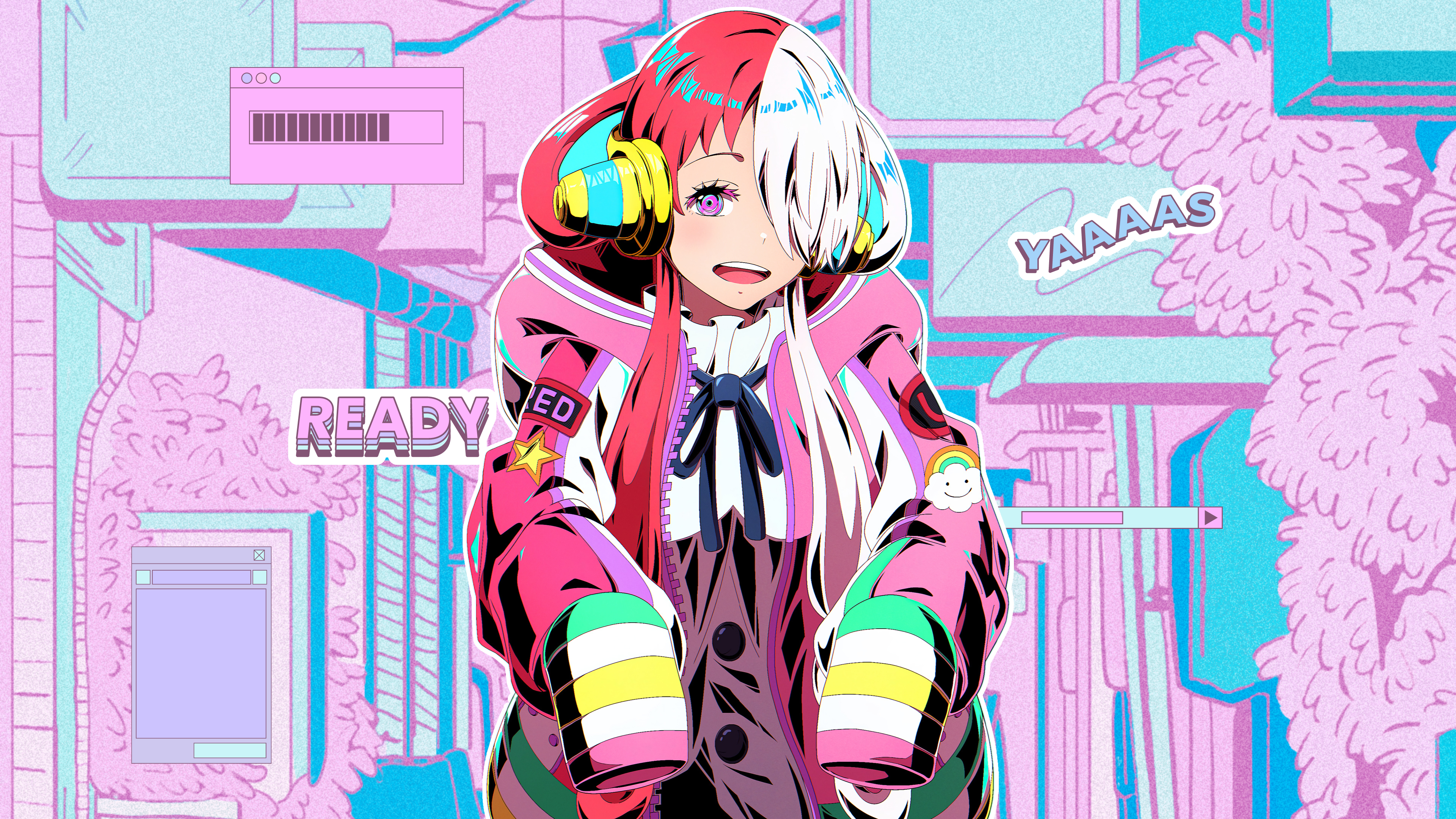 Anime 3840x2160 Uta (One Piece) smiling anime girls two tone hair hair over one eye One Piece colorful