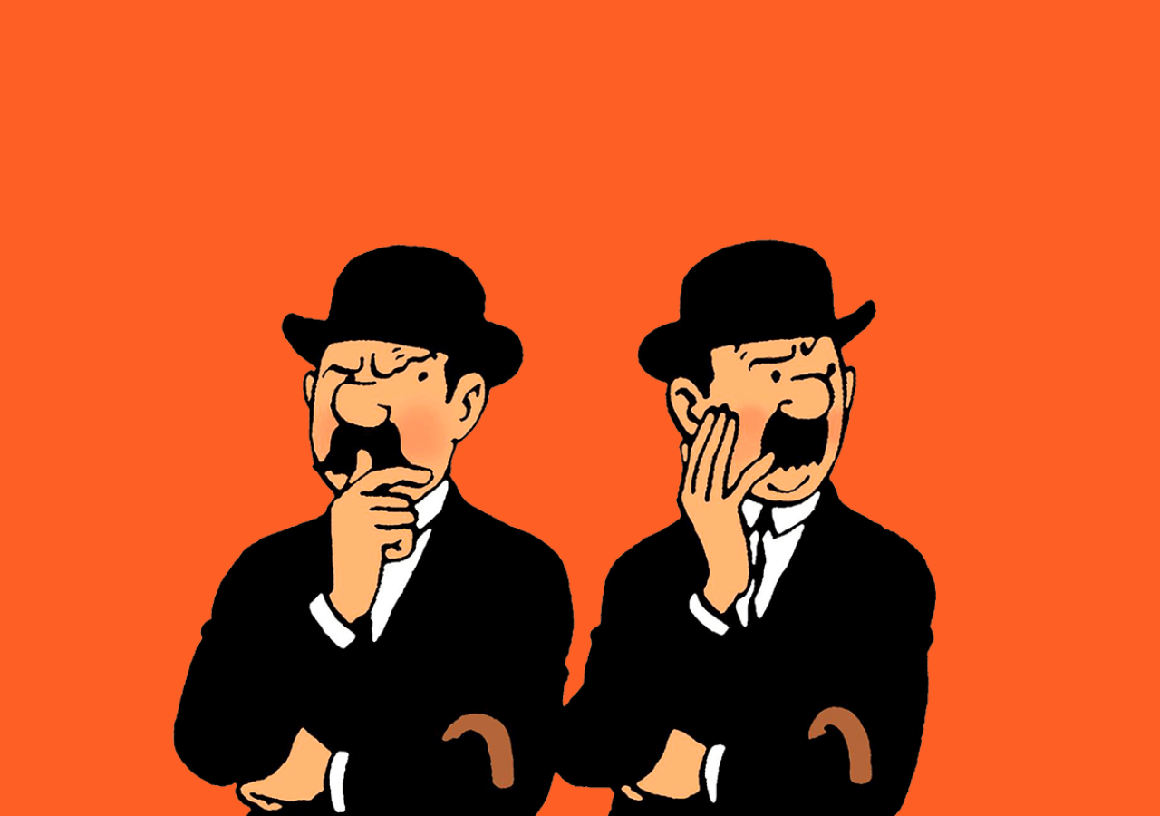 General 1280x900 Thompson and Thomson Tintin detectives twins moustache cane comic character humor thinking