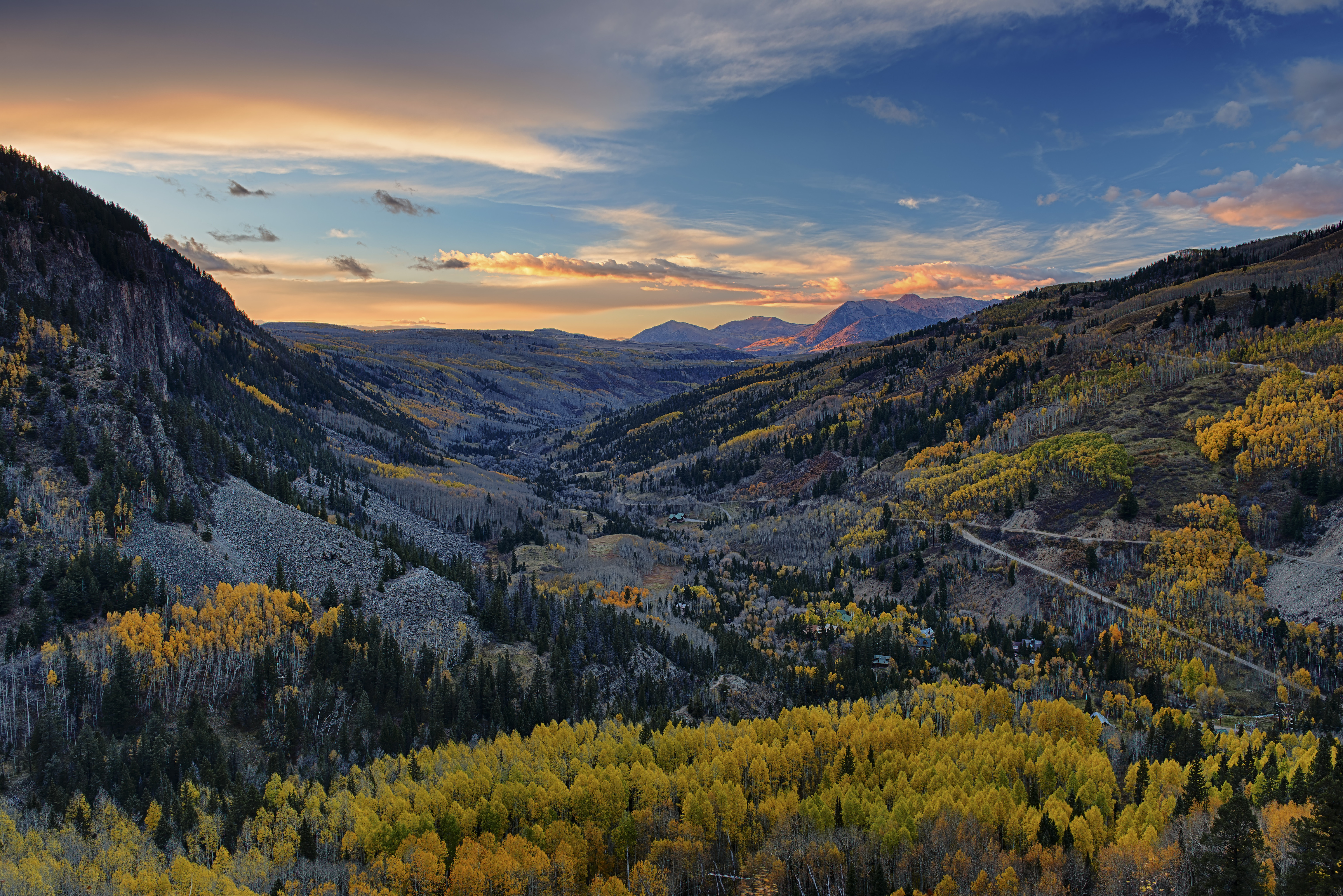 General 6144x4100 Colorado photography landscape fall Aspen San Miguel sunset sky clouds trees nature mountains sunset glow