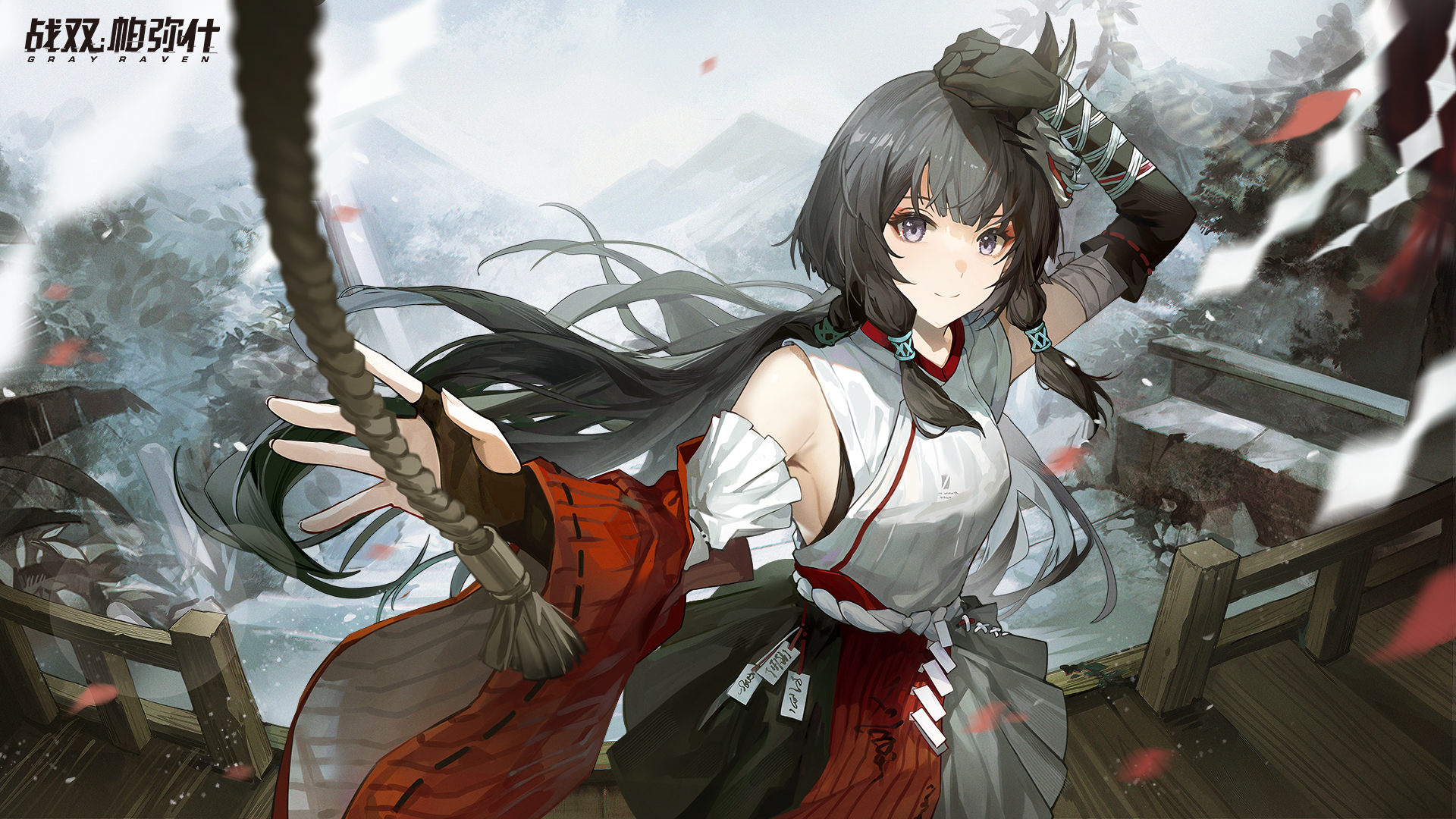 Anime 1920x1080 Punishing: Gray Raven anime girls ropes petals anime games