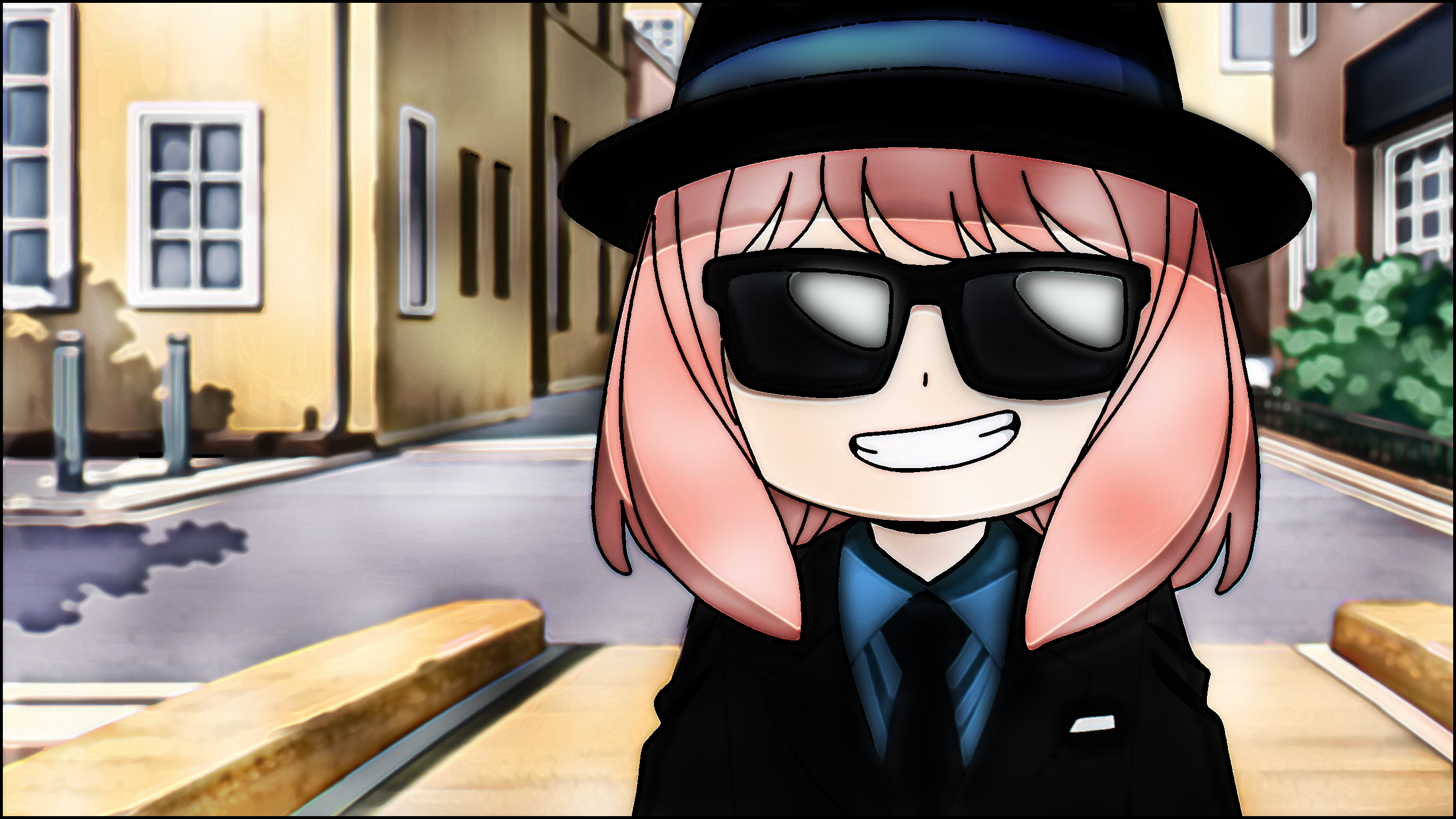 Anime 2560x1440 Anya Forger sunglasses smiling pink hair Spy x Family anime girls hat