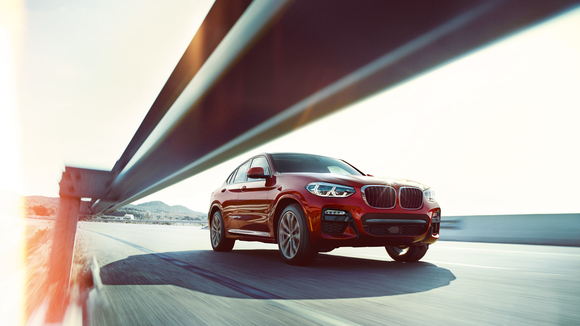 General 1920x1080 BMW BMW X4 German cars car red cars frontal view road SUV