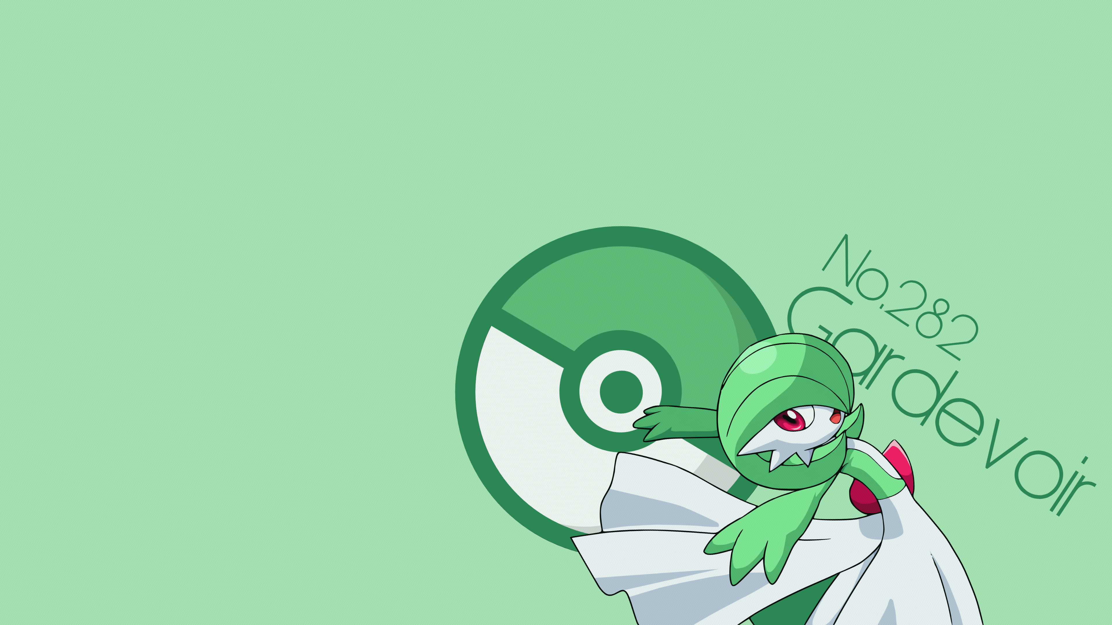Anime 3840x2160 Pokémon Poke Ball Gardevoir text green background simple background looking at viewer numbers anime creatures fictional creatures red eyes Psychic anime