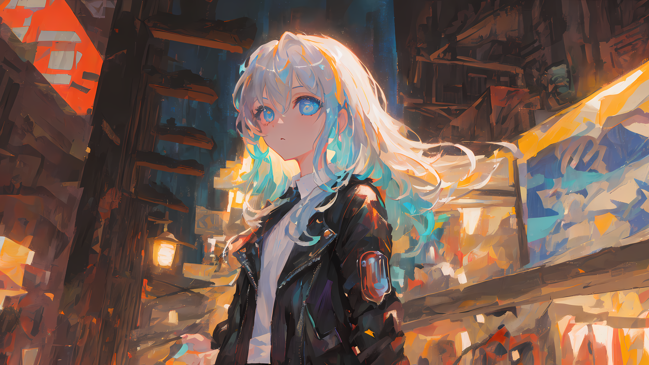 Anime 2560x1440 anime anime girls blue eyes looking at viewer jacket Pixiv AI art
