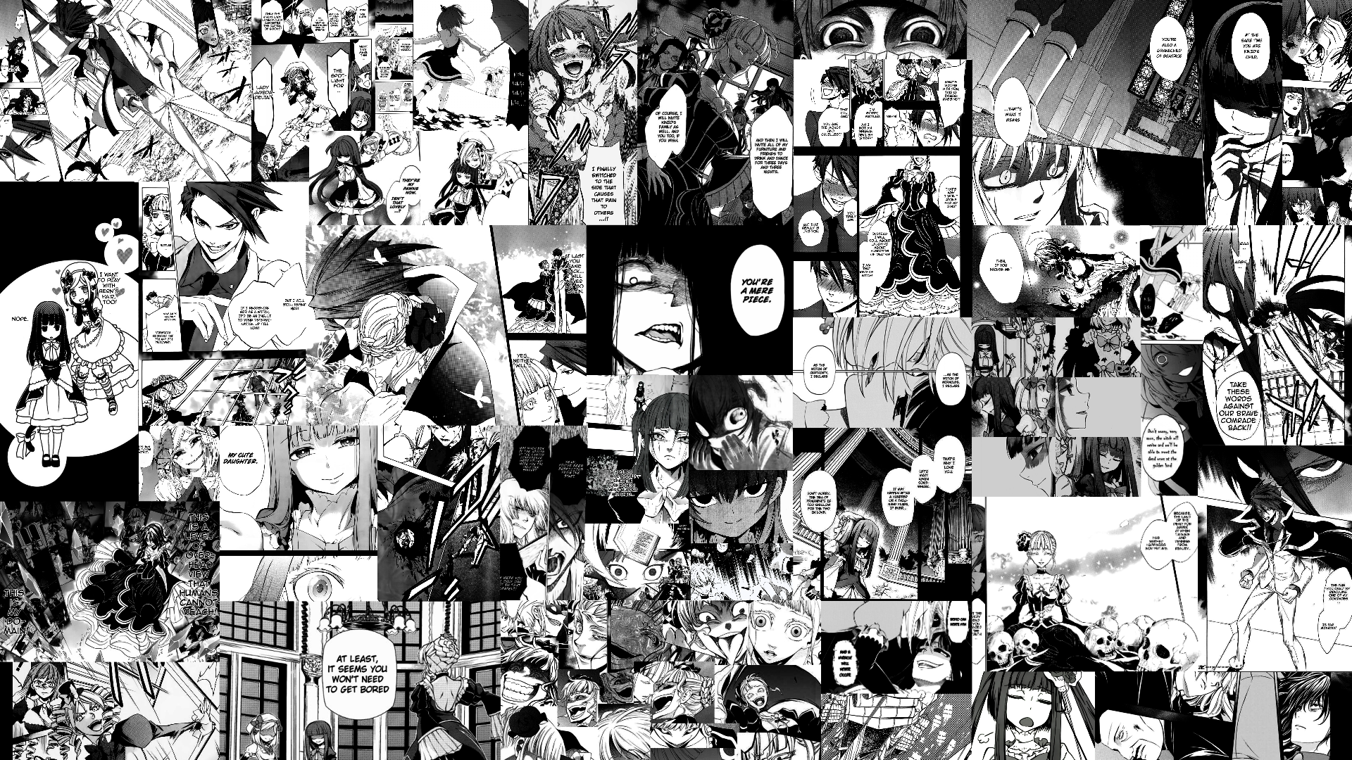Anime 1920x1080 manga monochrome collage Umineko no Naku Koro ni