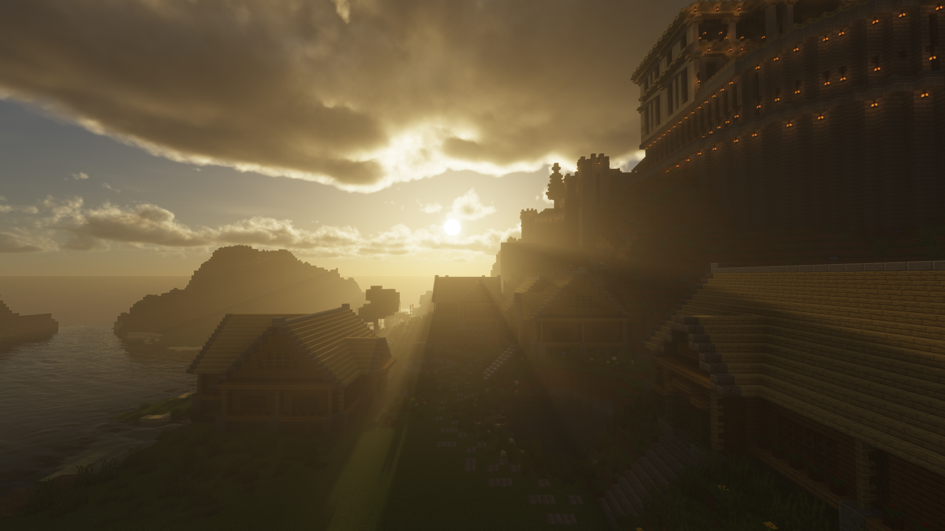 General 1920x1080 Minecraft building video games CGI clouds sky