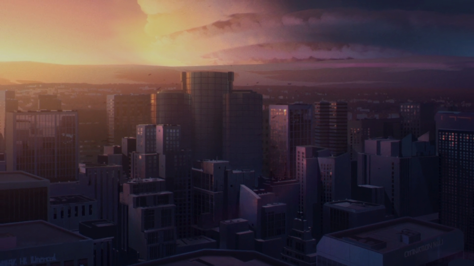 Anime 1920x1080 Fate series Fate strange Fake anime Anime screenshot city sunset sunset glow cityscape building sky clouds