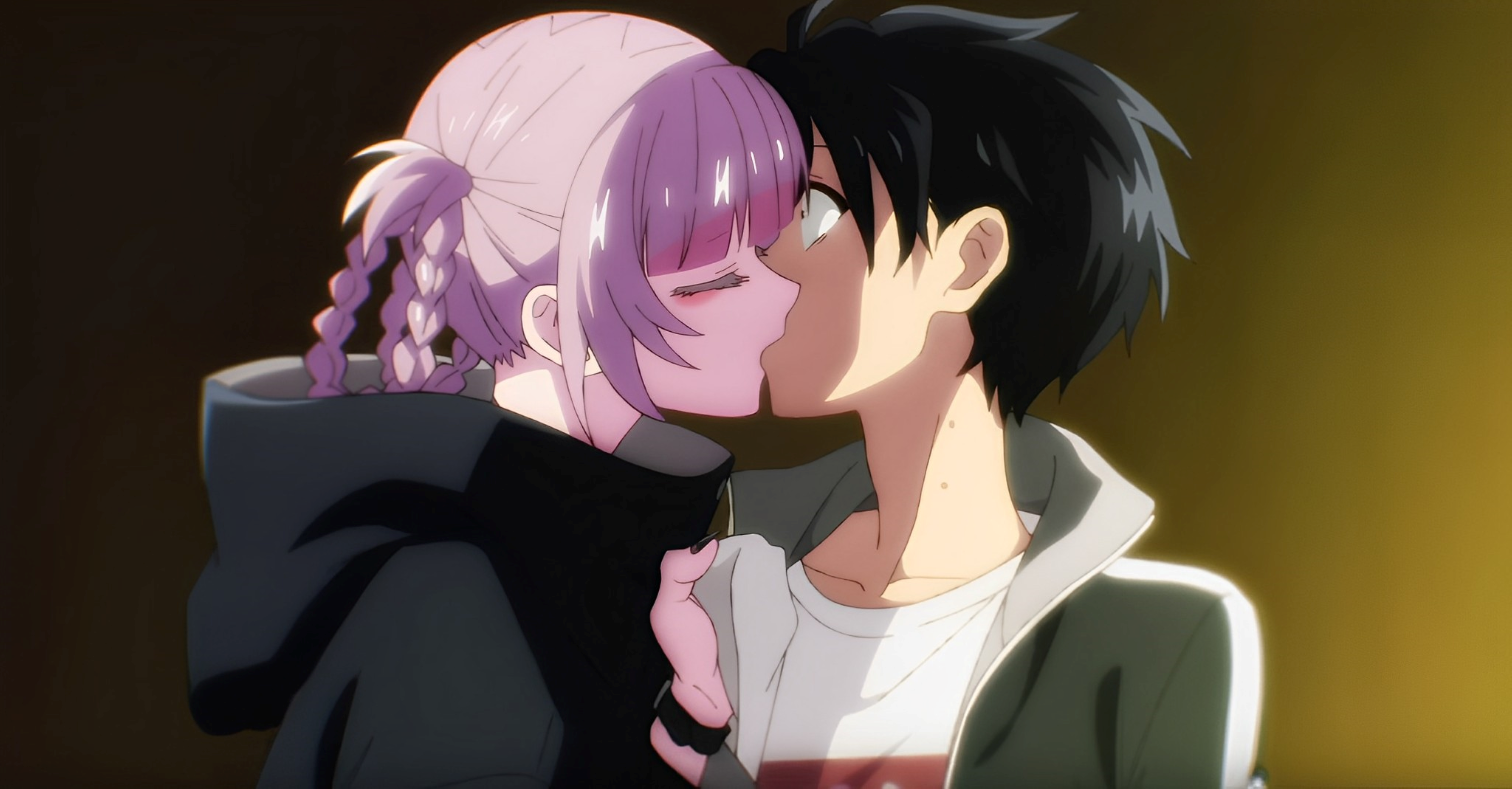 Anime 7663x4000 call of night manga kissing surprised closed eyes anime anime girls anime boys Anime screenshot simple background minimalism
