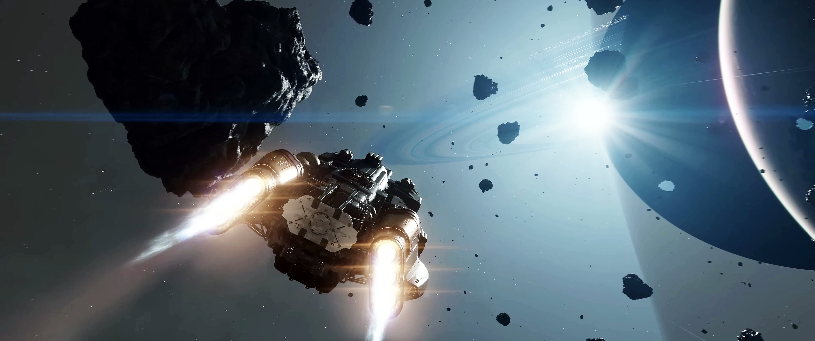 General 3440x1440 Starfield (video game) Bethesda Softworks space video games spaceship stars asteroid planet CGI