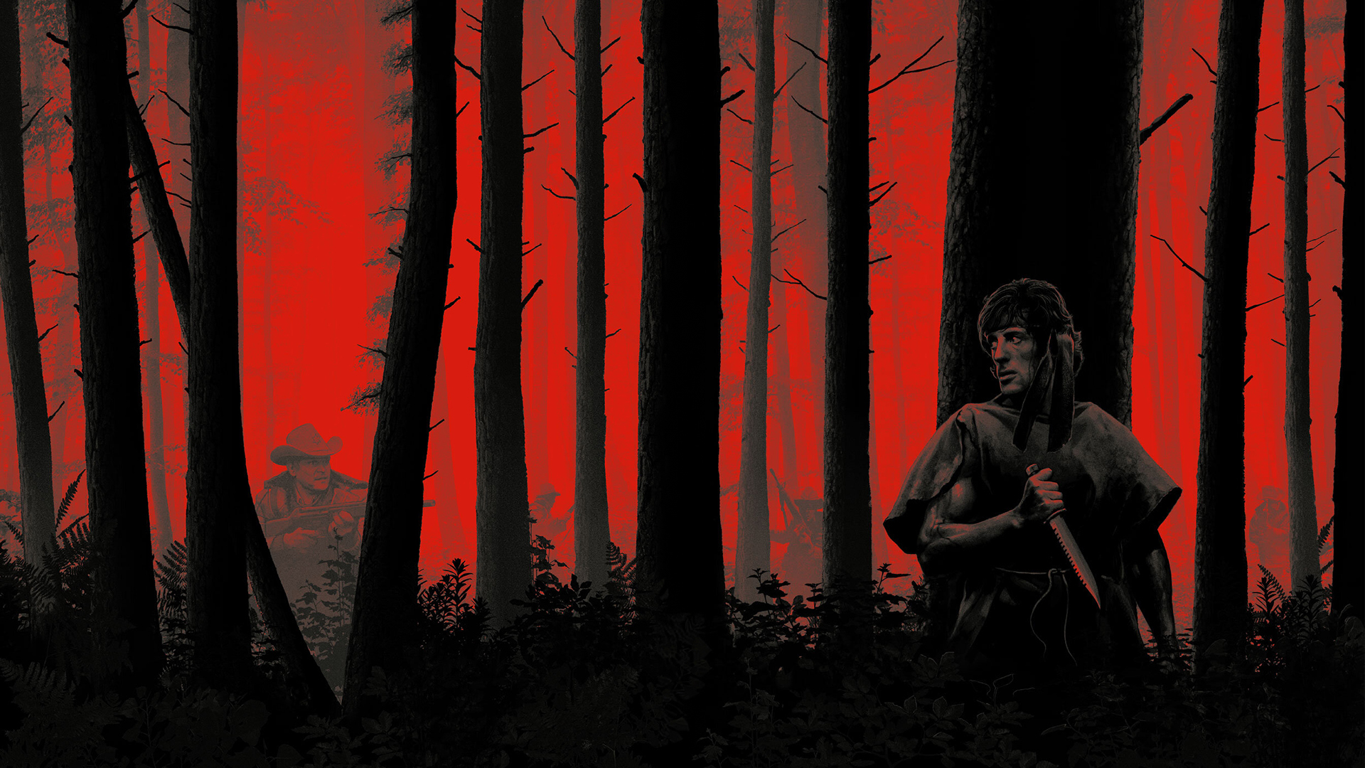 People 1920x1080 Rambo movies poster Sylvester Stallone actor knife forest trees sheriff Justin Erickson