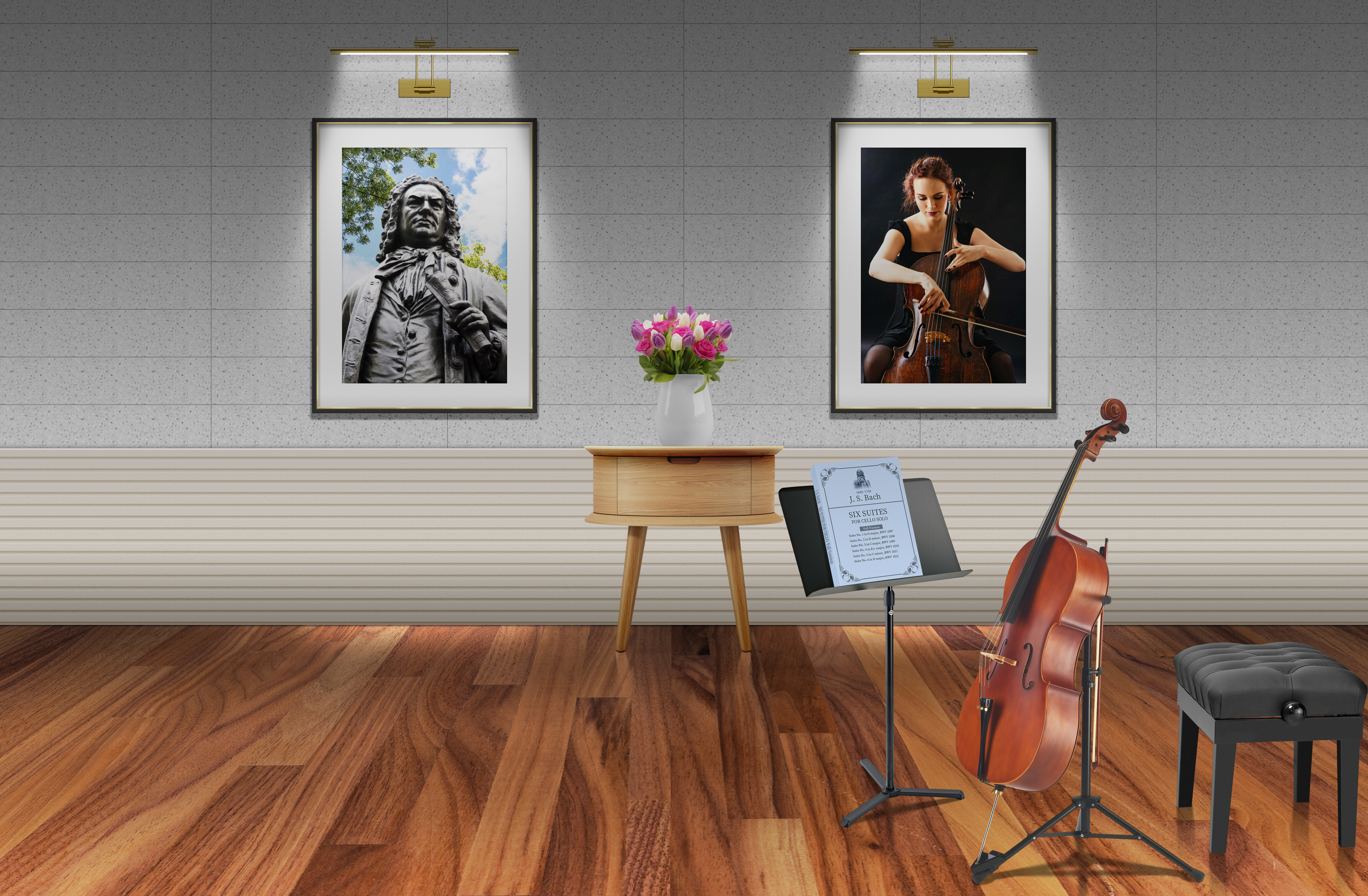 General 5800x3800 Johann Sebastian Bach cello musical instrument picture frames picture flowers digital art