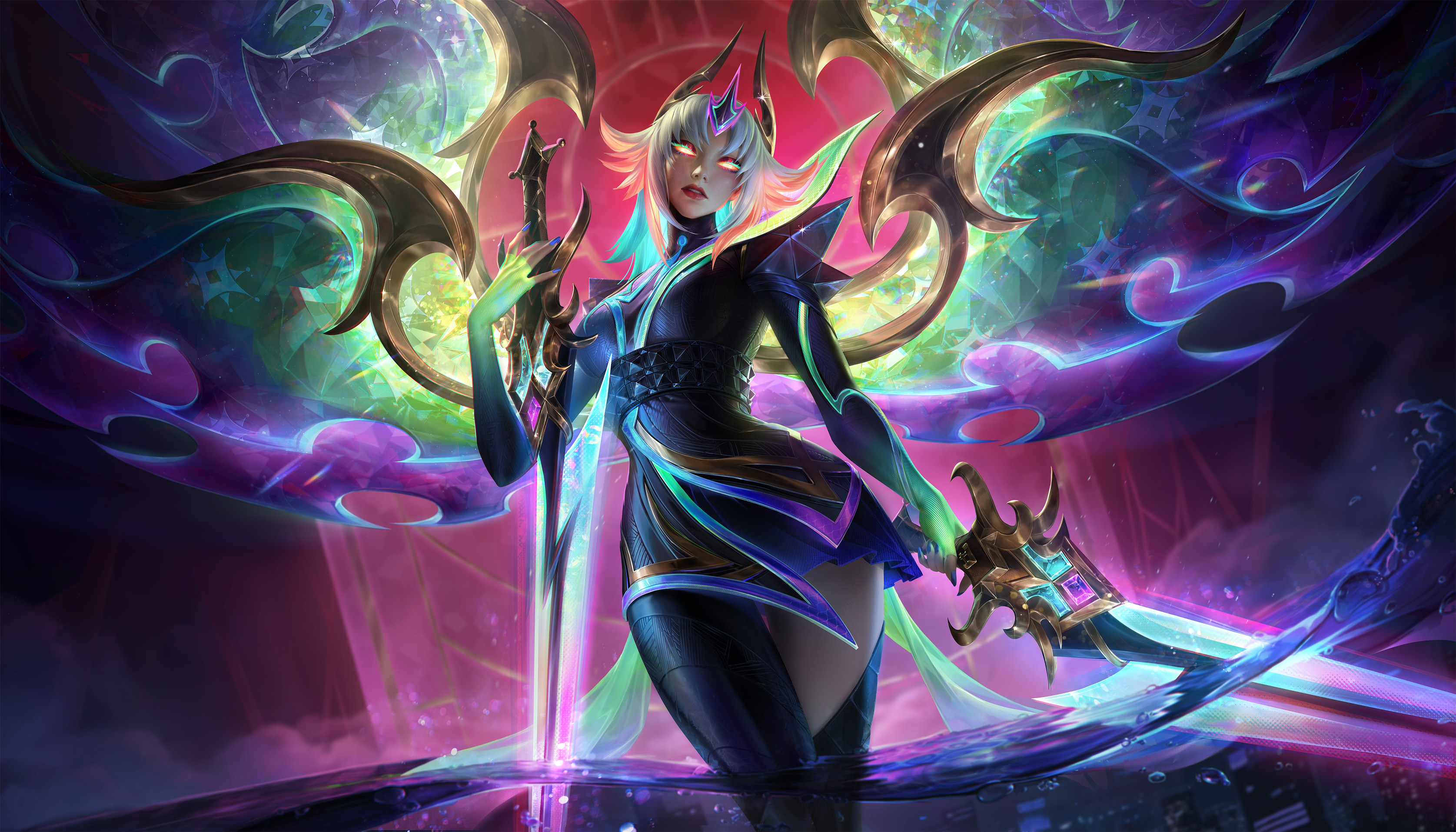 General 3350x1914 Ina Wong drawing Kayle (League of Legends) sword colorful low-angle League of Legends