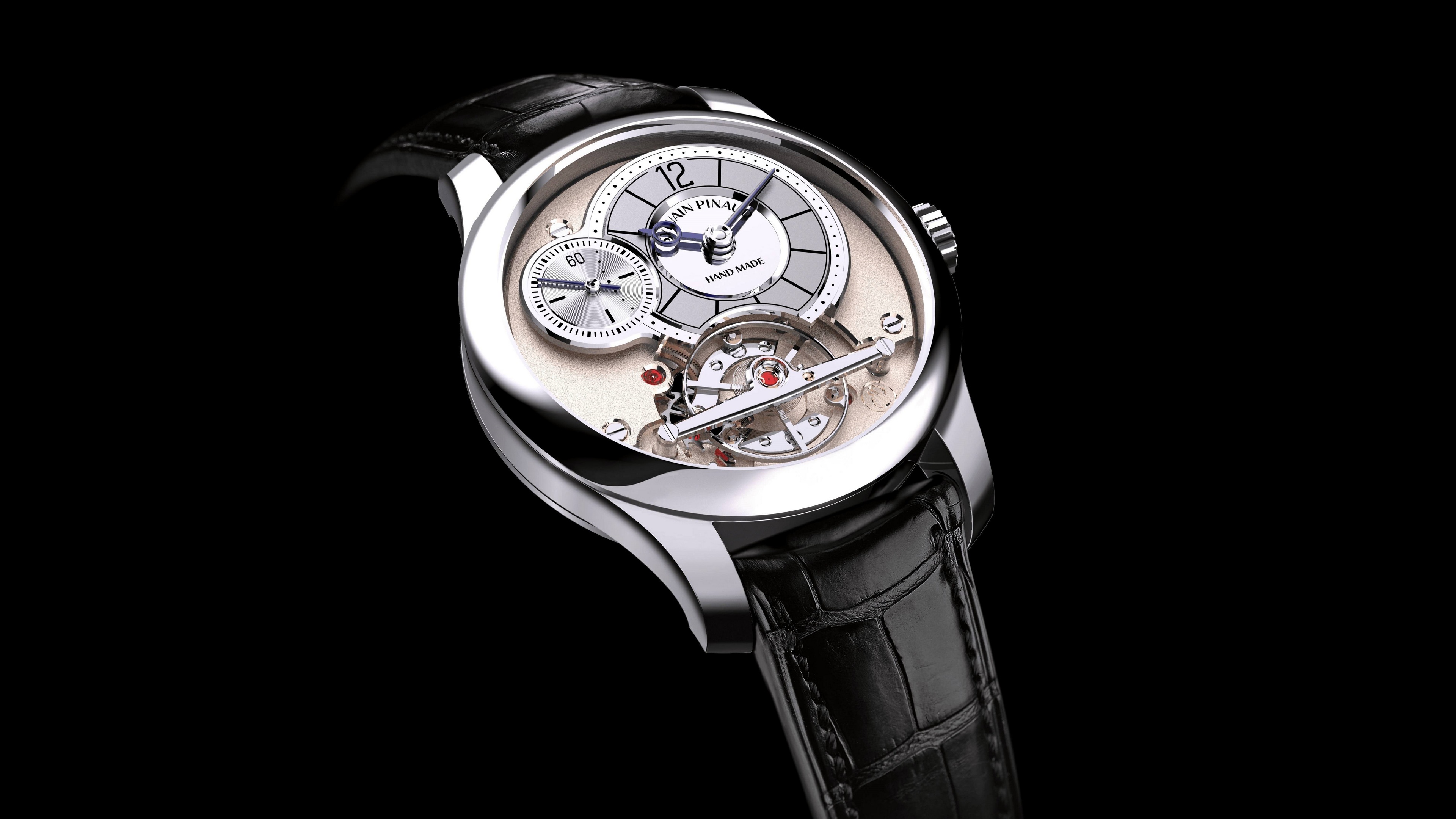 General 3840x2160 Sylvain Pinaud wristwatch luxury watches watch simple background black background minimalism tourbillon