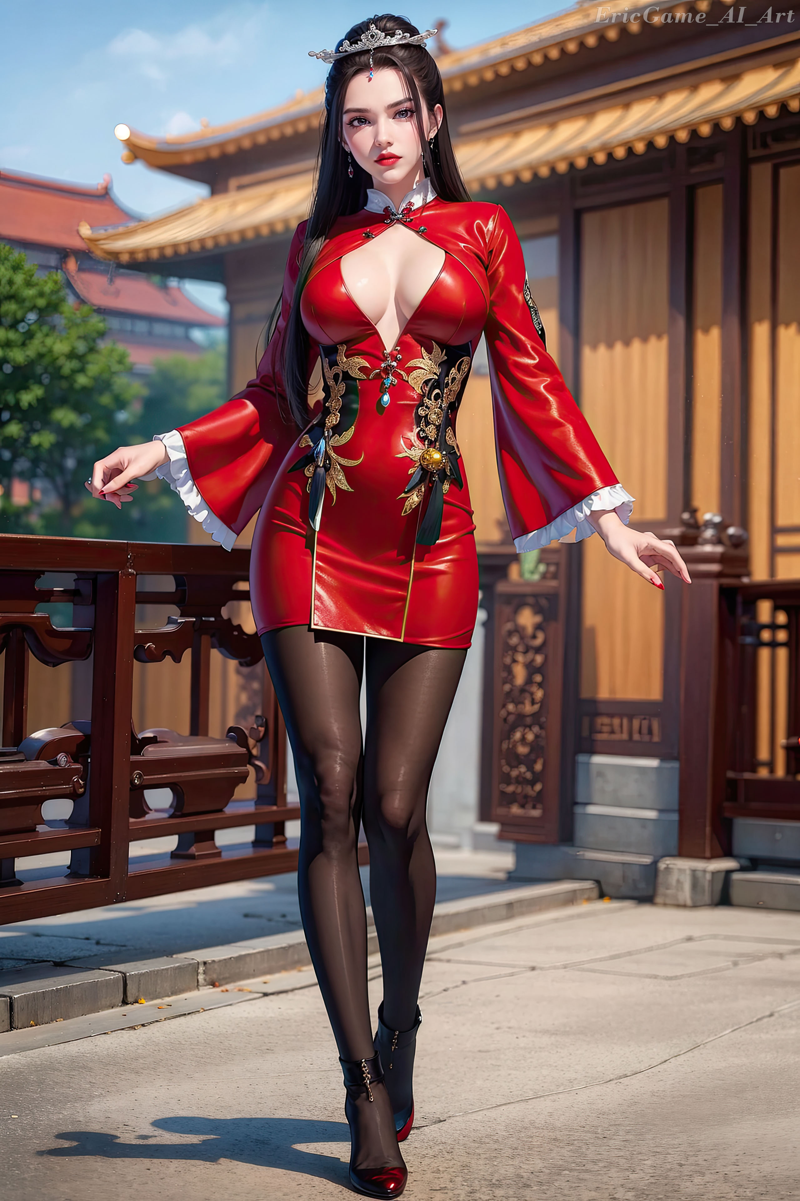 General 2560x3840 AI art Ericgame stockings red dress tight dress