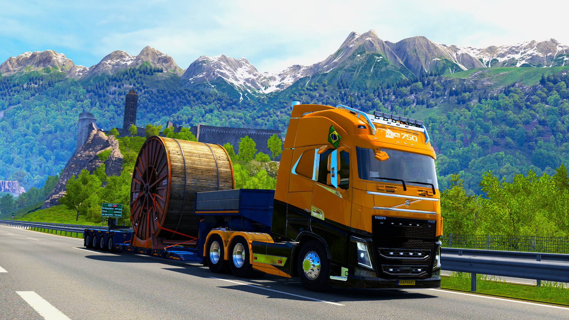 General 1920x1080 Euro Truck Simulator 2 Skin FBTC VTC FBTC mountain pass juval castle medieval Italy mountain view SCS Software Volvo FH16 Switzerland