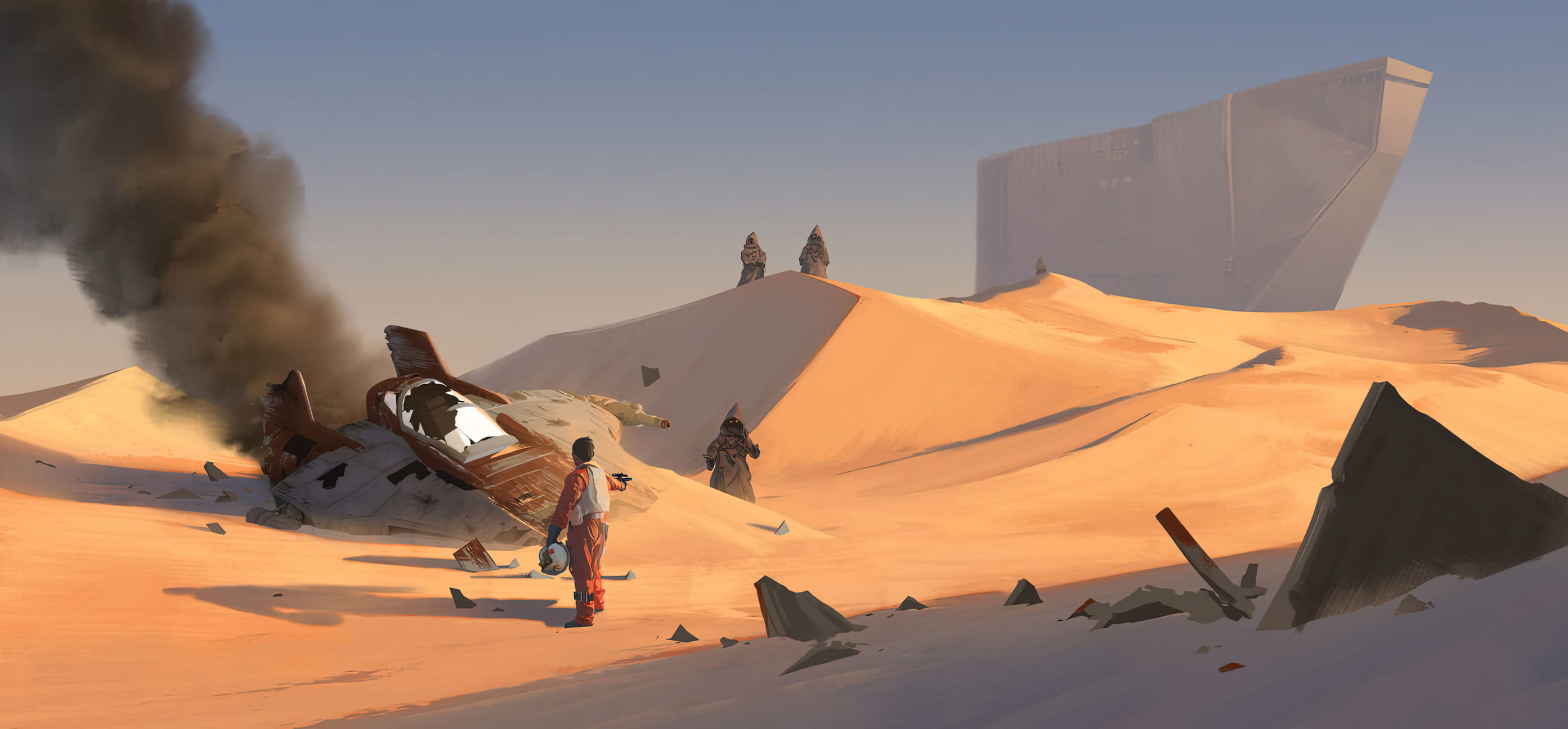 General 2786x1296 digital art painting drawing Jawas Star Wars