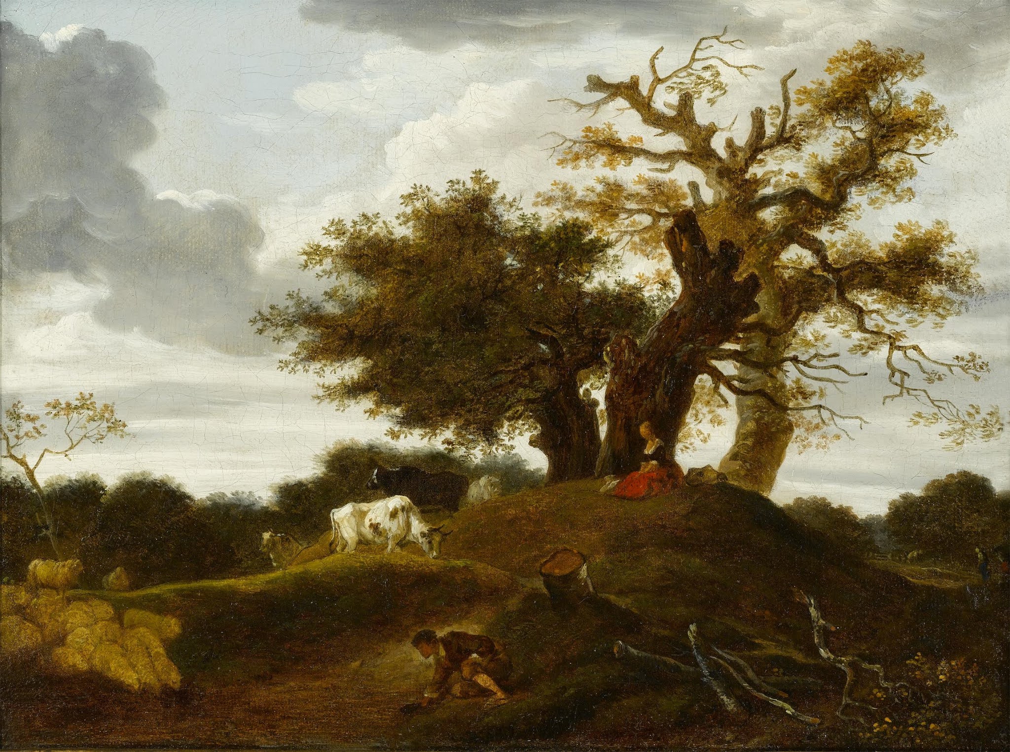 General 2048x1526 classic art painting Jean-Honoré Fragonard landscape cow sheep animals trees