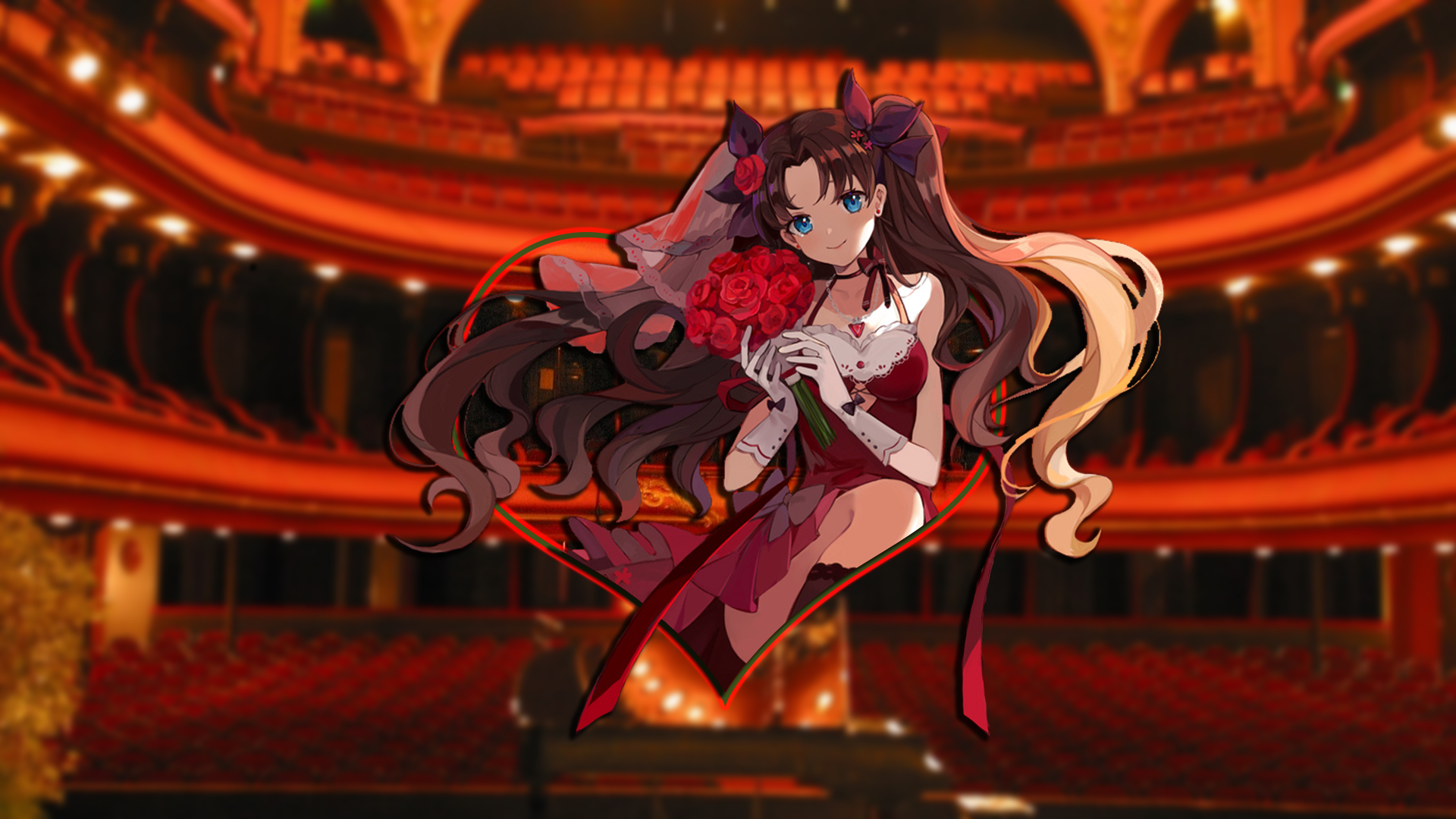 Anime 1920x1080 Tohsaka Rin concert hall rose Fate series picture-in-picture