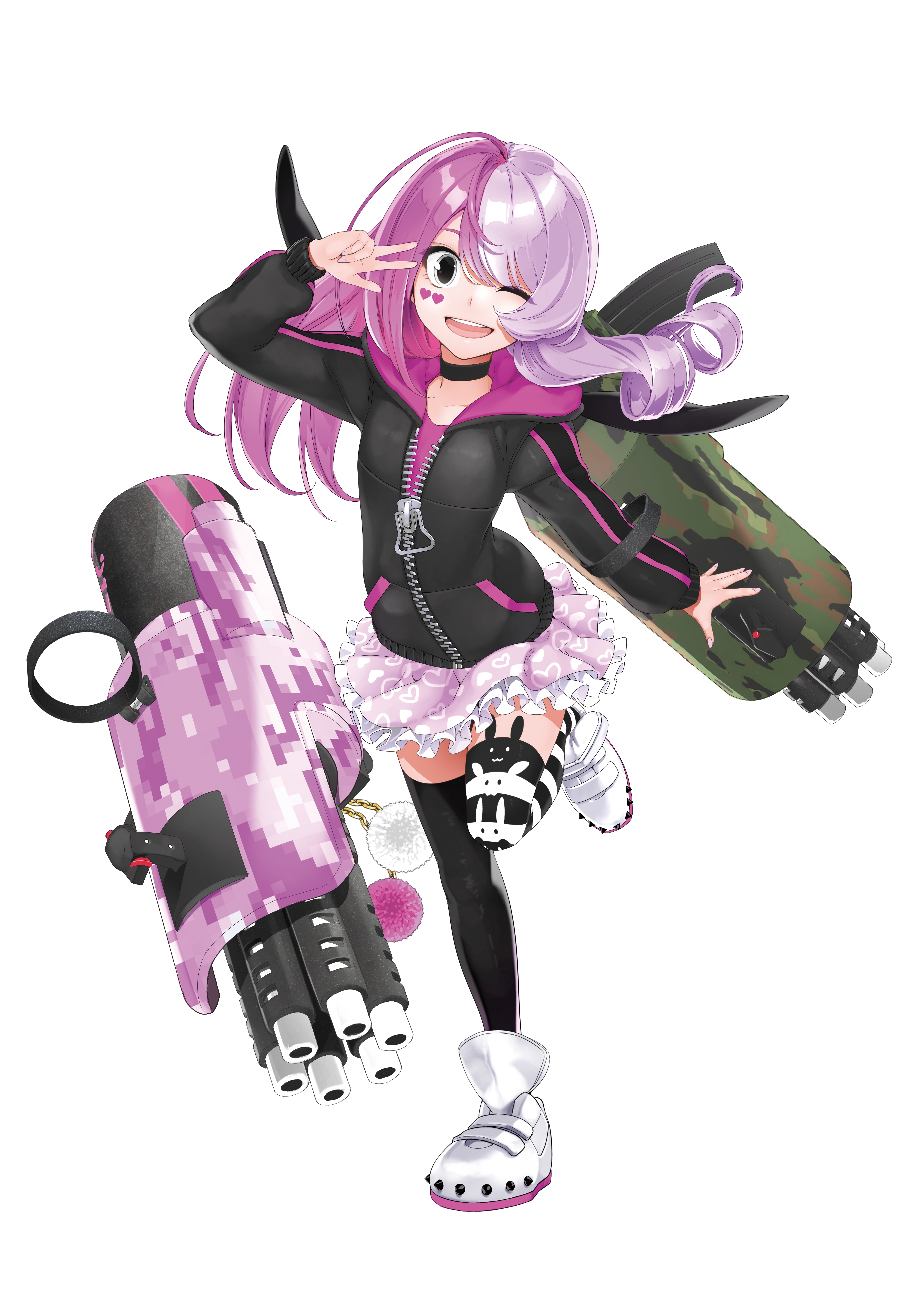 Anime 4093x5787 thigh-highs Gatling gun weapon anime girls