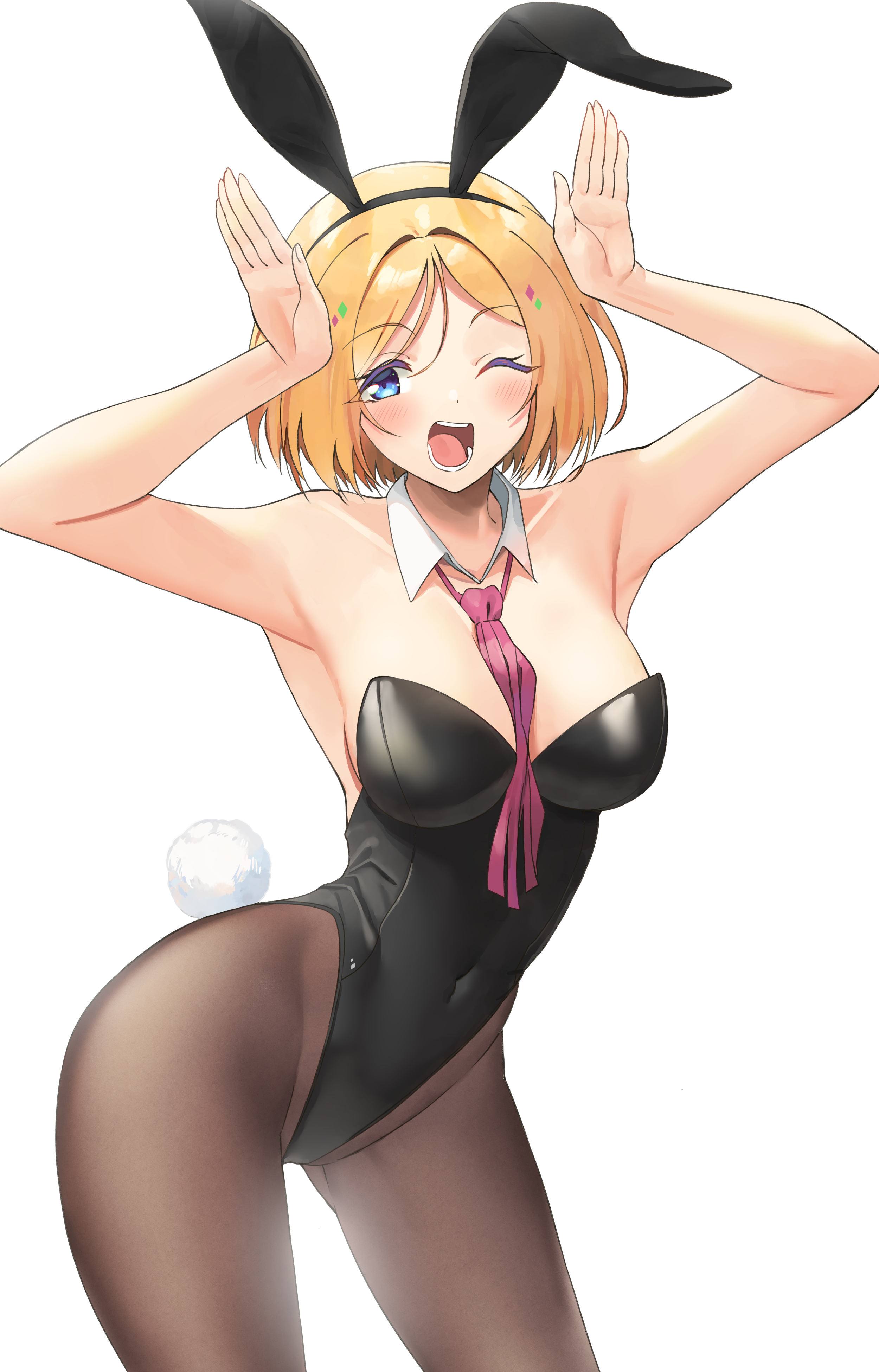 Anime 2500x3902 anime girls Hololive Aki Rosenthal Electriccross bunny suit blonde short hair blue eyes standing