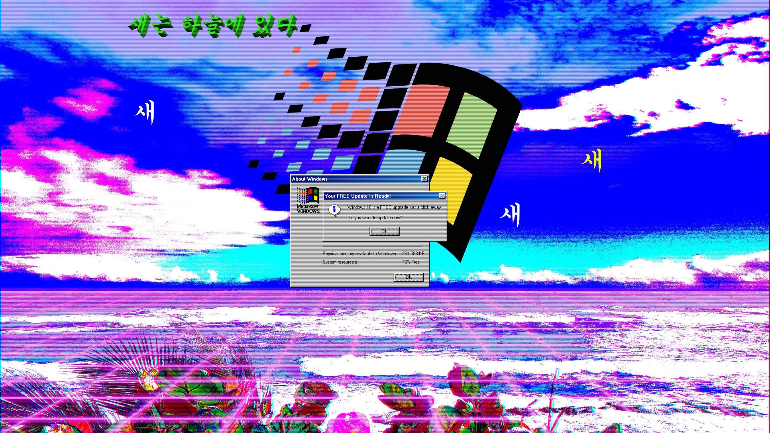 General 2688x1512 vaporwave windows logo Korean