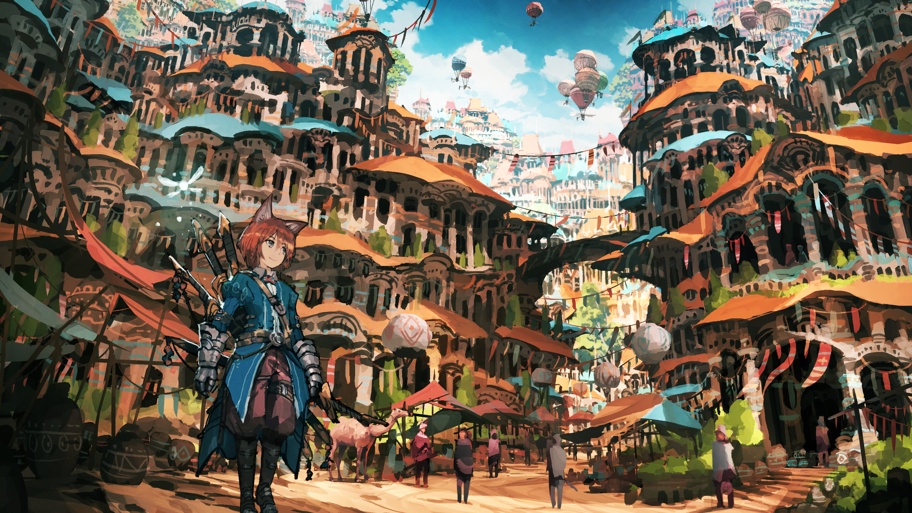 Anime 3200x1800 fantasy city landscape Jean Popo