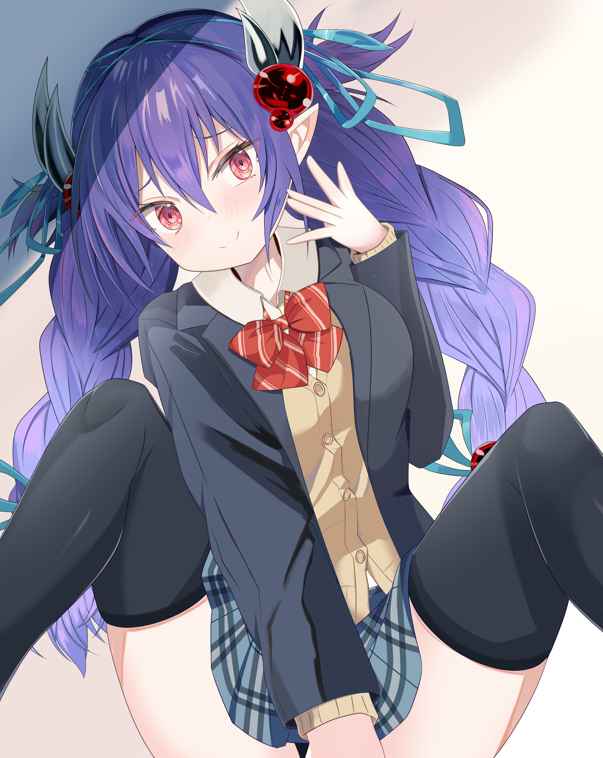 Anime 2048x2576 Traptrix Atrax school uniform Yu-Gi-Oh! anime anime girls Trading Card Games artwork digital art fan art twintails long hair purple hair