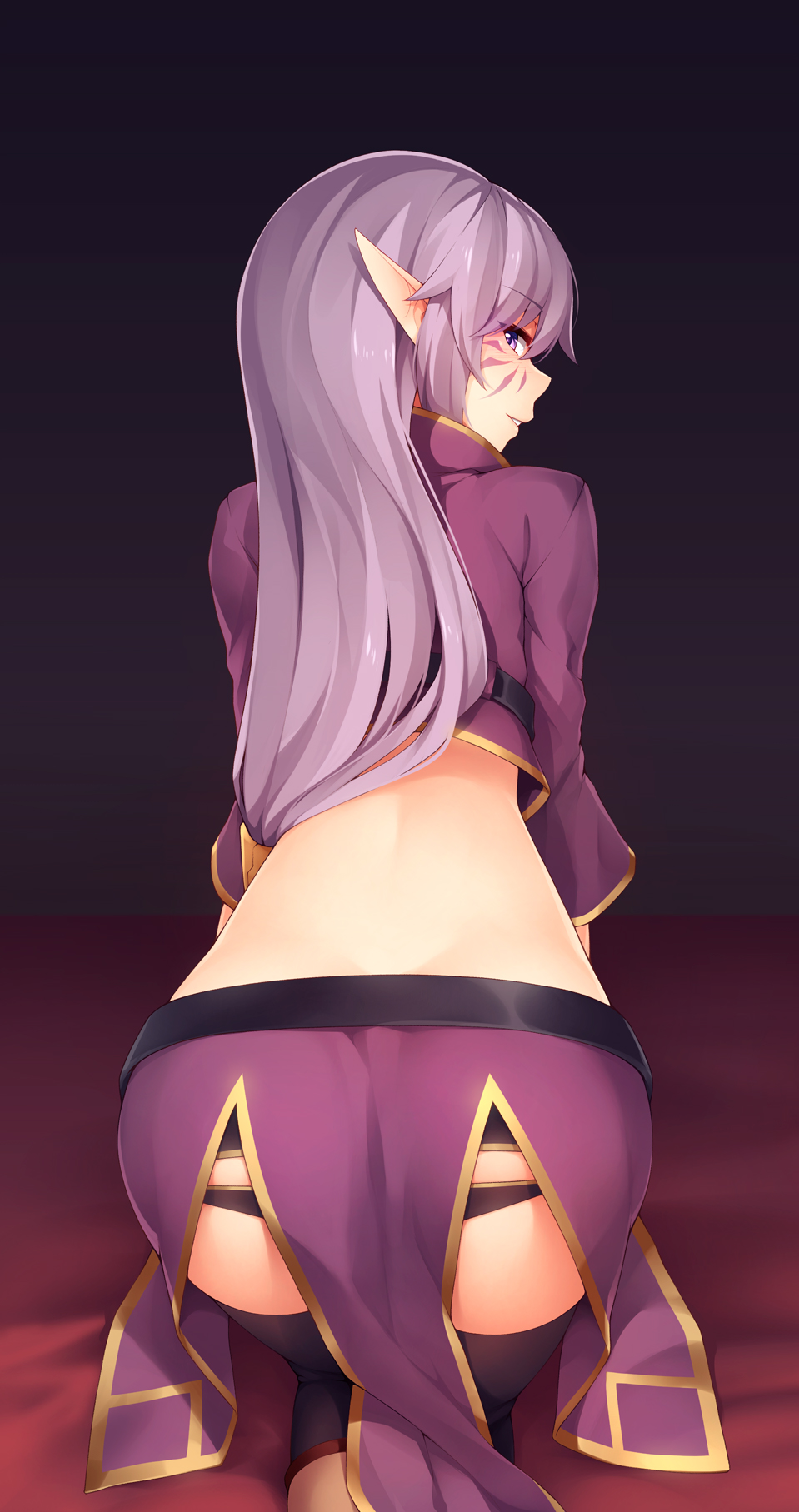 Anime 959x1815 anime girls ricegnat Kaleina (ricegnat) original characters purple hair ass
