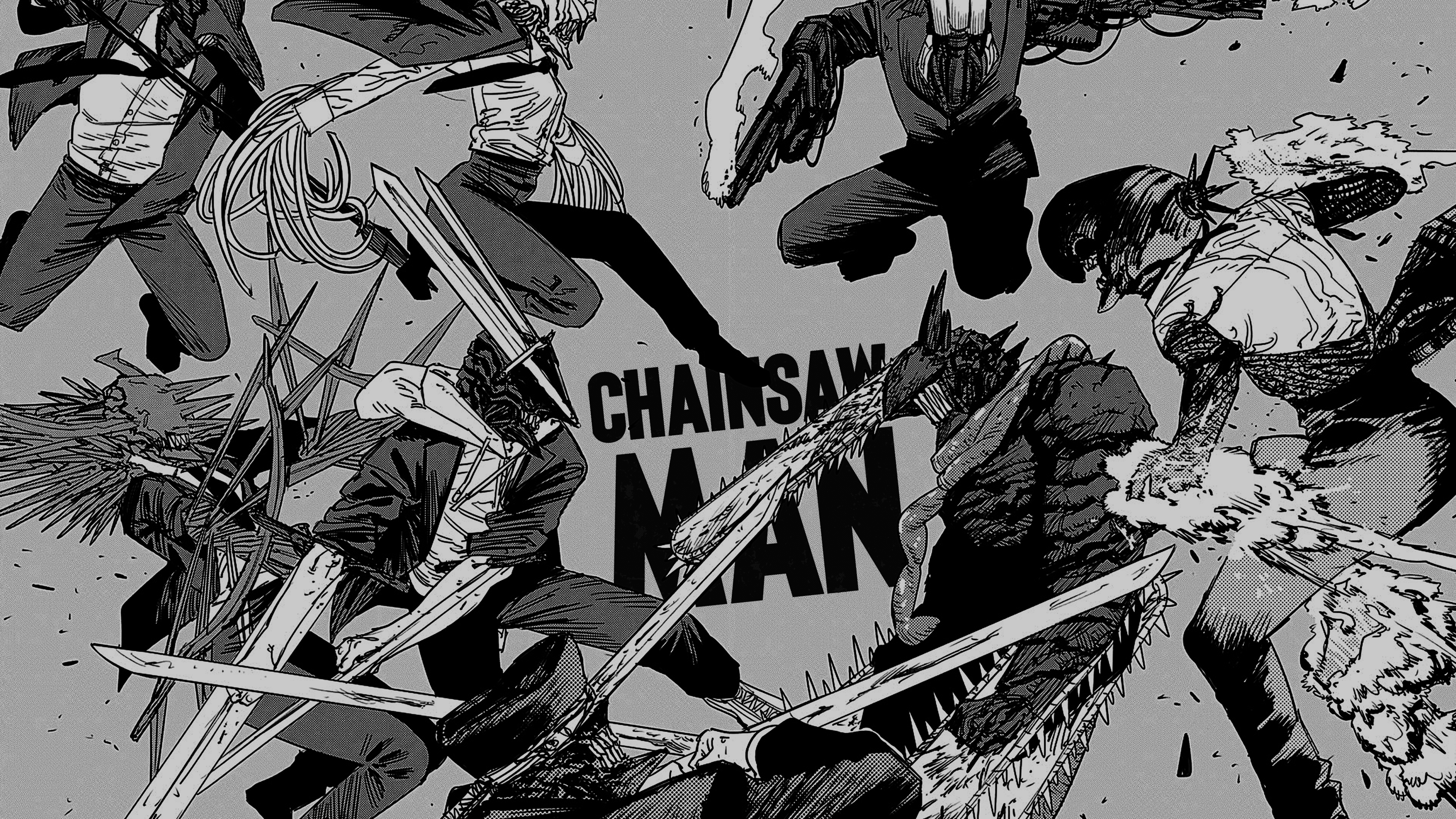 Anime 3840x2160 Chainsaw Man manga anime monochrome