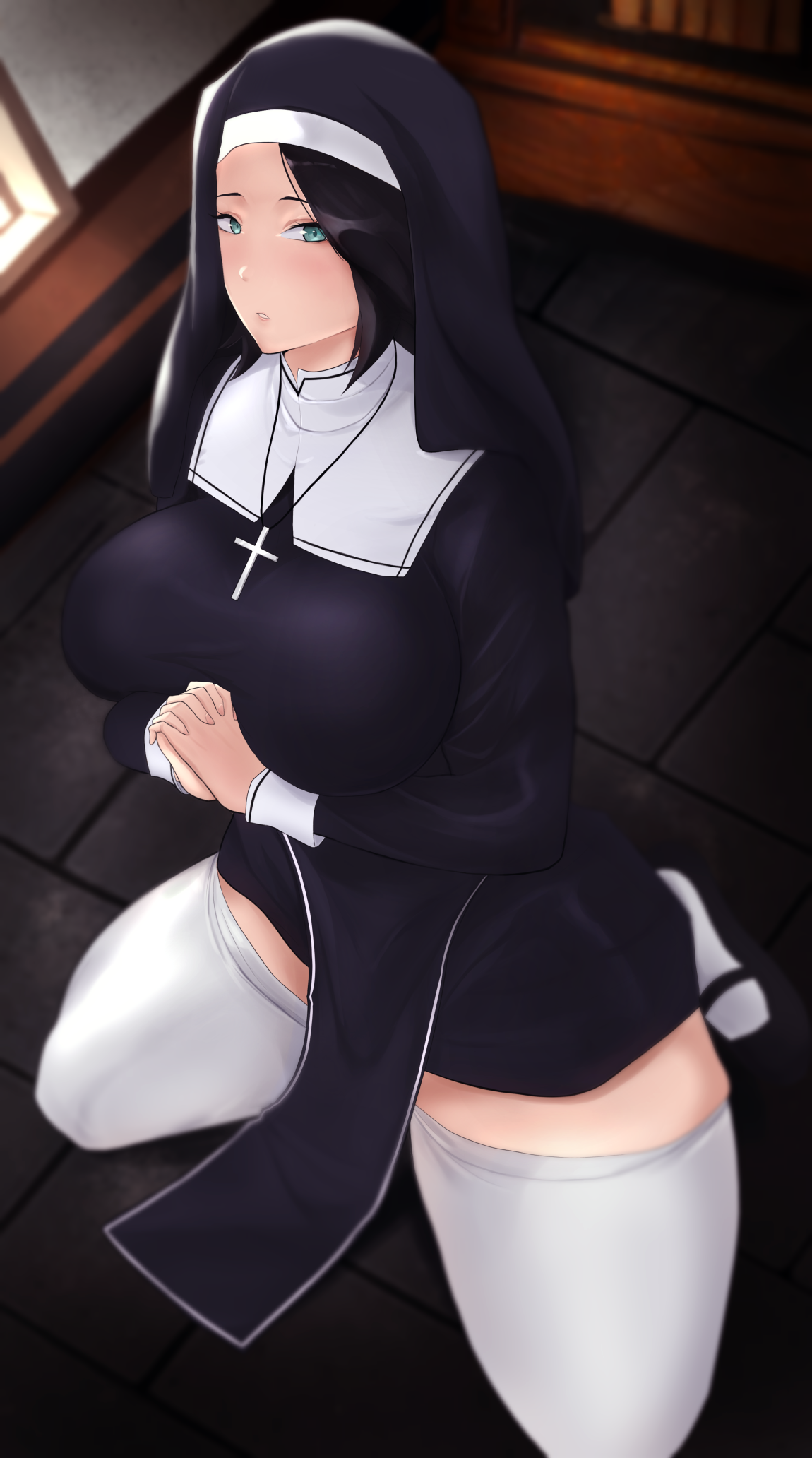 Anime 1150x2064 anime anime girls original characters solo artwork digital art fan art nuns nun outfit
