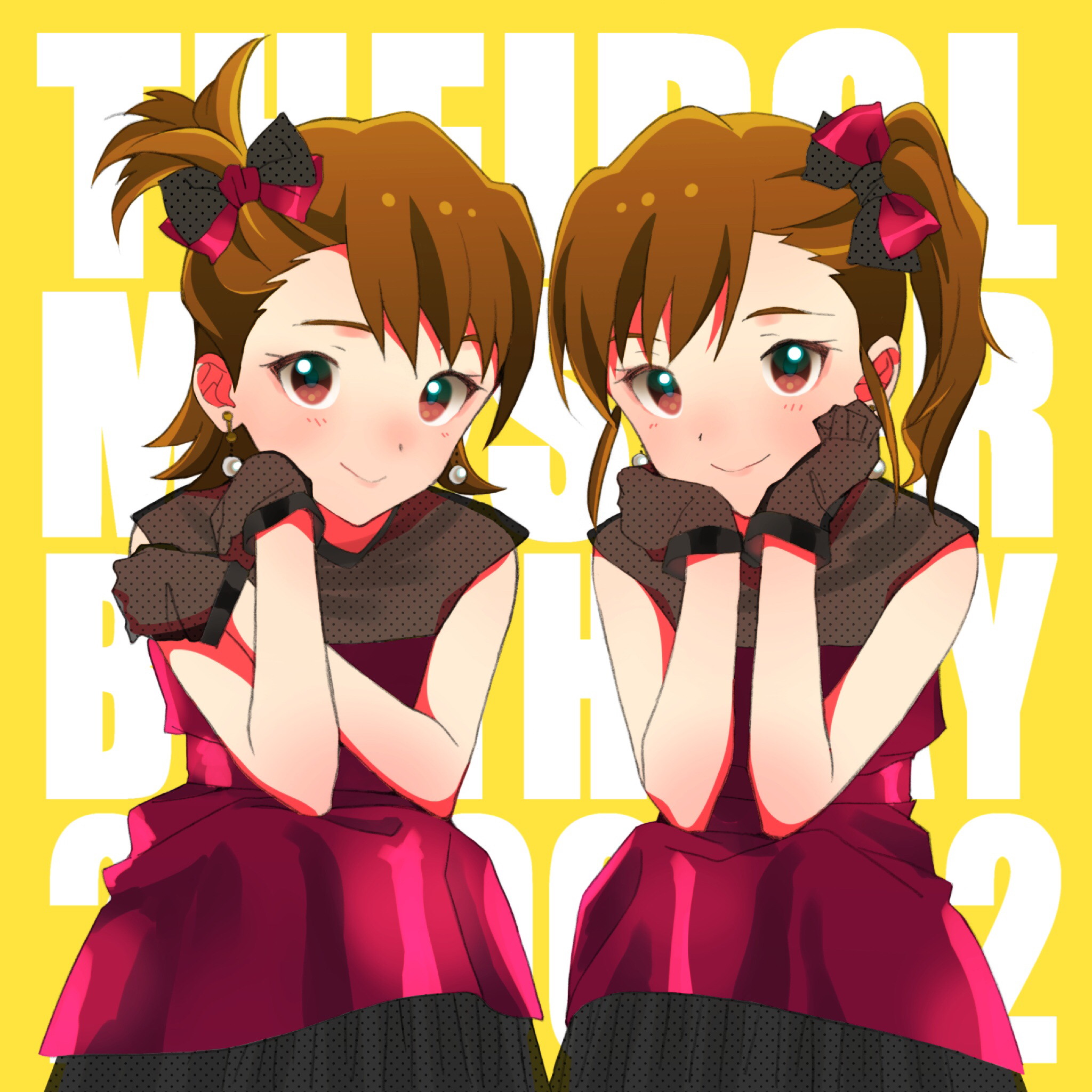 Anime 2048x2048 anime anime girls THE iDOLM@STER Futami Ami Futami Mami long sleeves brunette twins two women artwork digital art fan art
