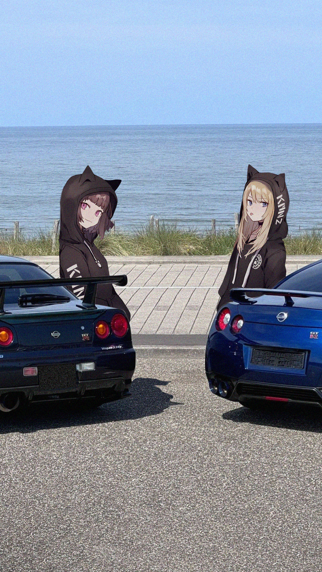 Anime 1080x1920 anime girls Nissan Skyline R34 Nissan GT-R jdmxanime Japanese cars car animeirl