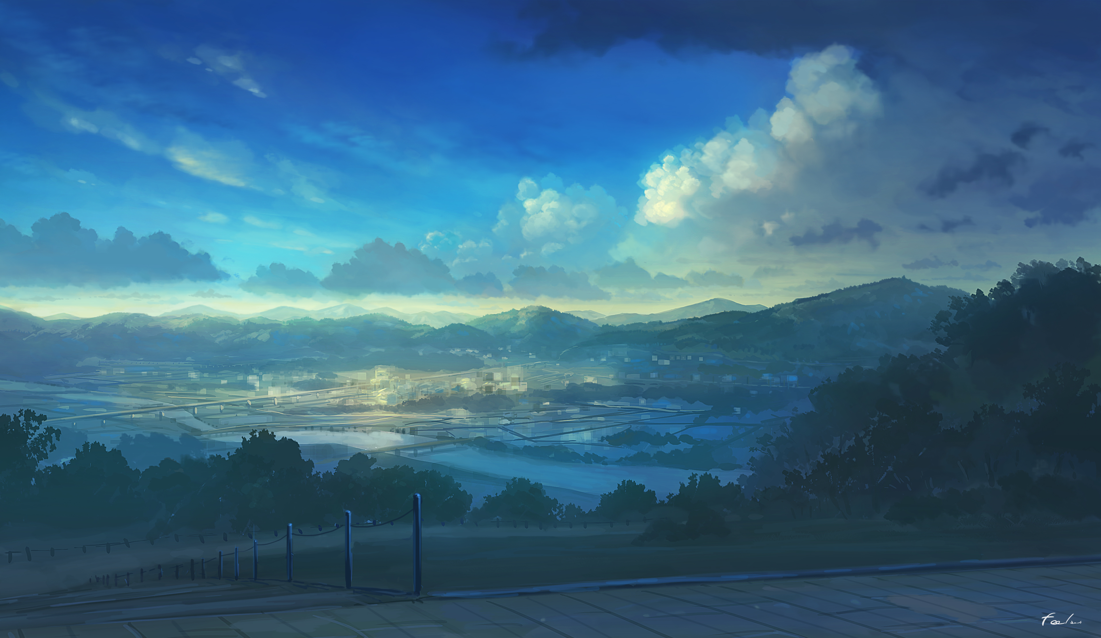 Anime 3827x2217 landscape sky Nasitaki clouds moescape