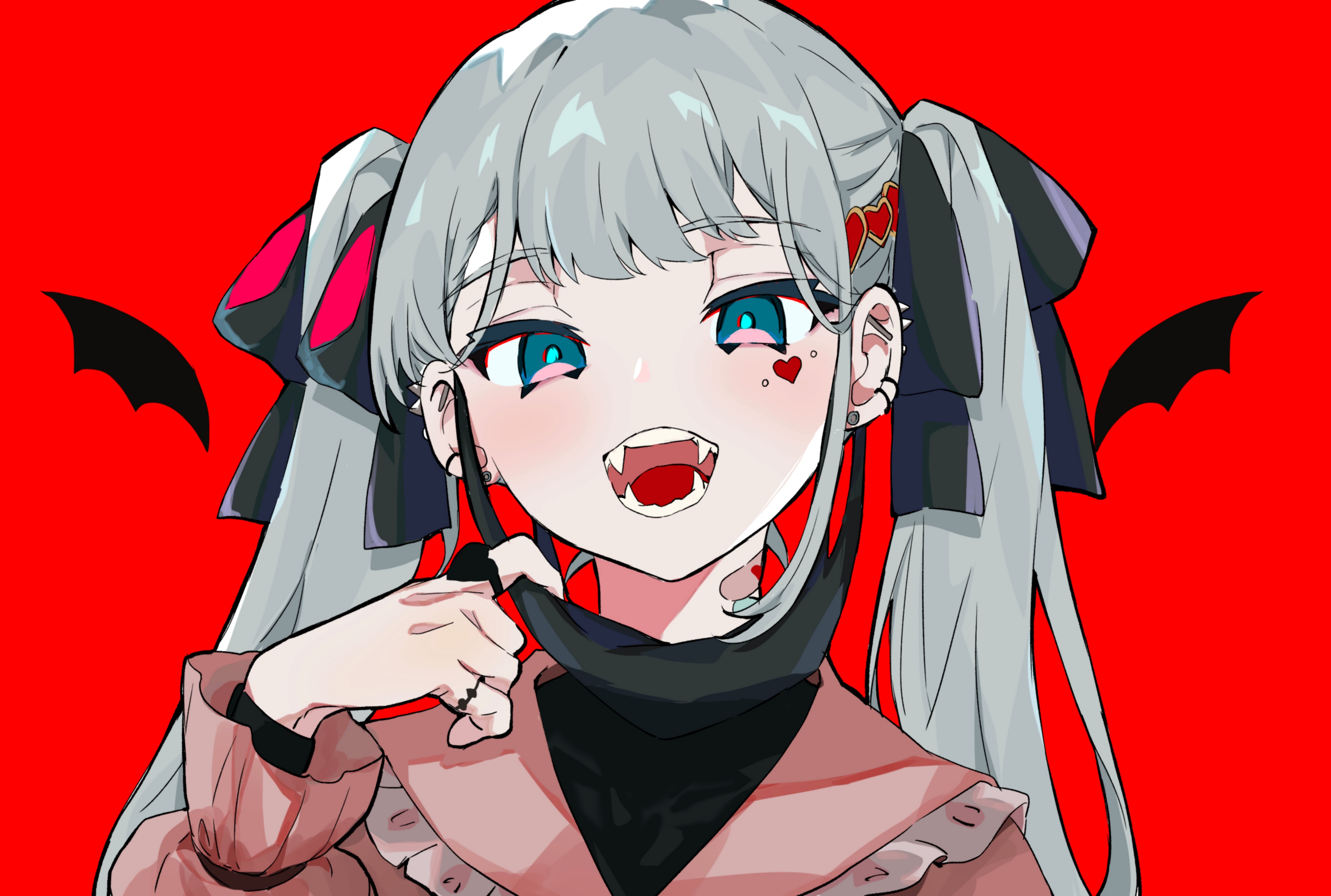 Anime demon girl with horns and vampire teeth' Sticker | Spreadshirt