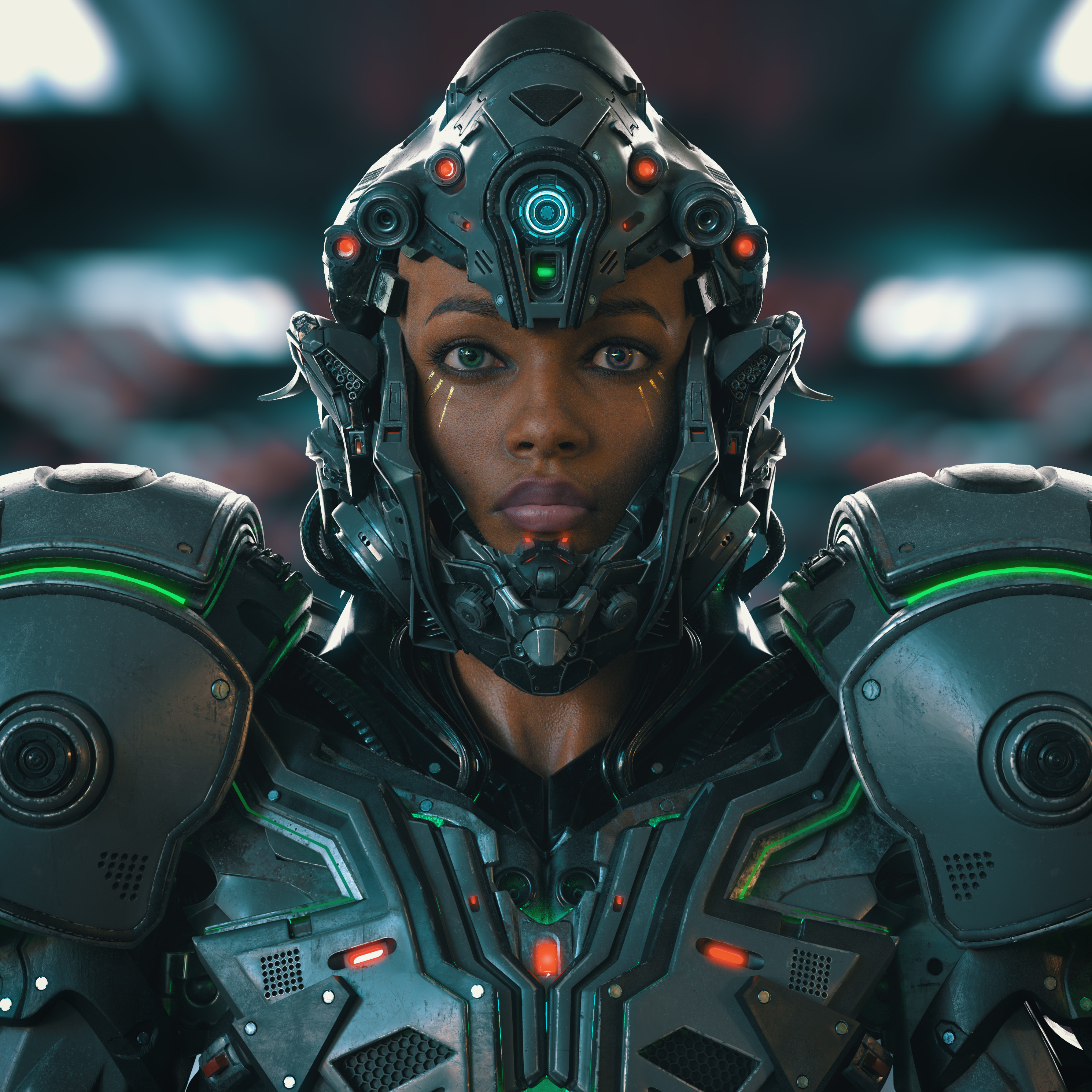 General 2980x2980 science fiction armor science fiction women CGI digital art ArtStation futuristic