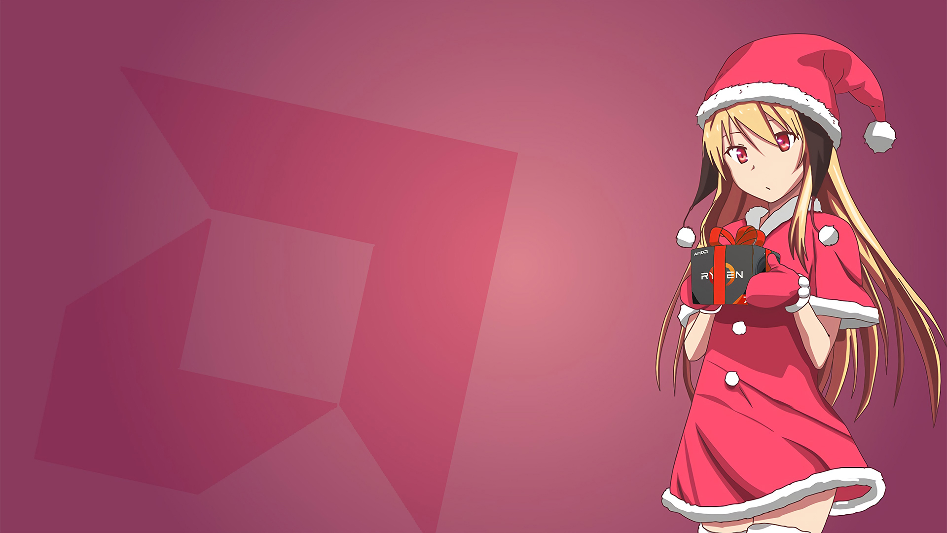 Anime 1920x1080 anime girls anime Sakurasou no Pet na Kanojo Shiina Mashiro Christmas Santa hats Santa girl presents RYZEN AMD