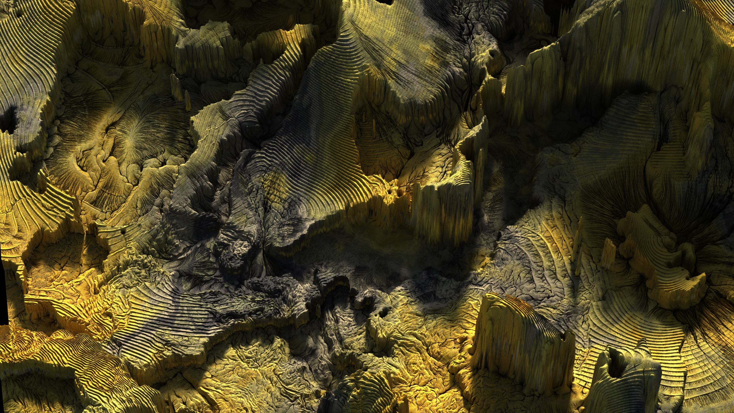General 2560x1440 abstract 3D Abstract 3D fractal landscape yellow