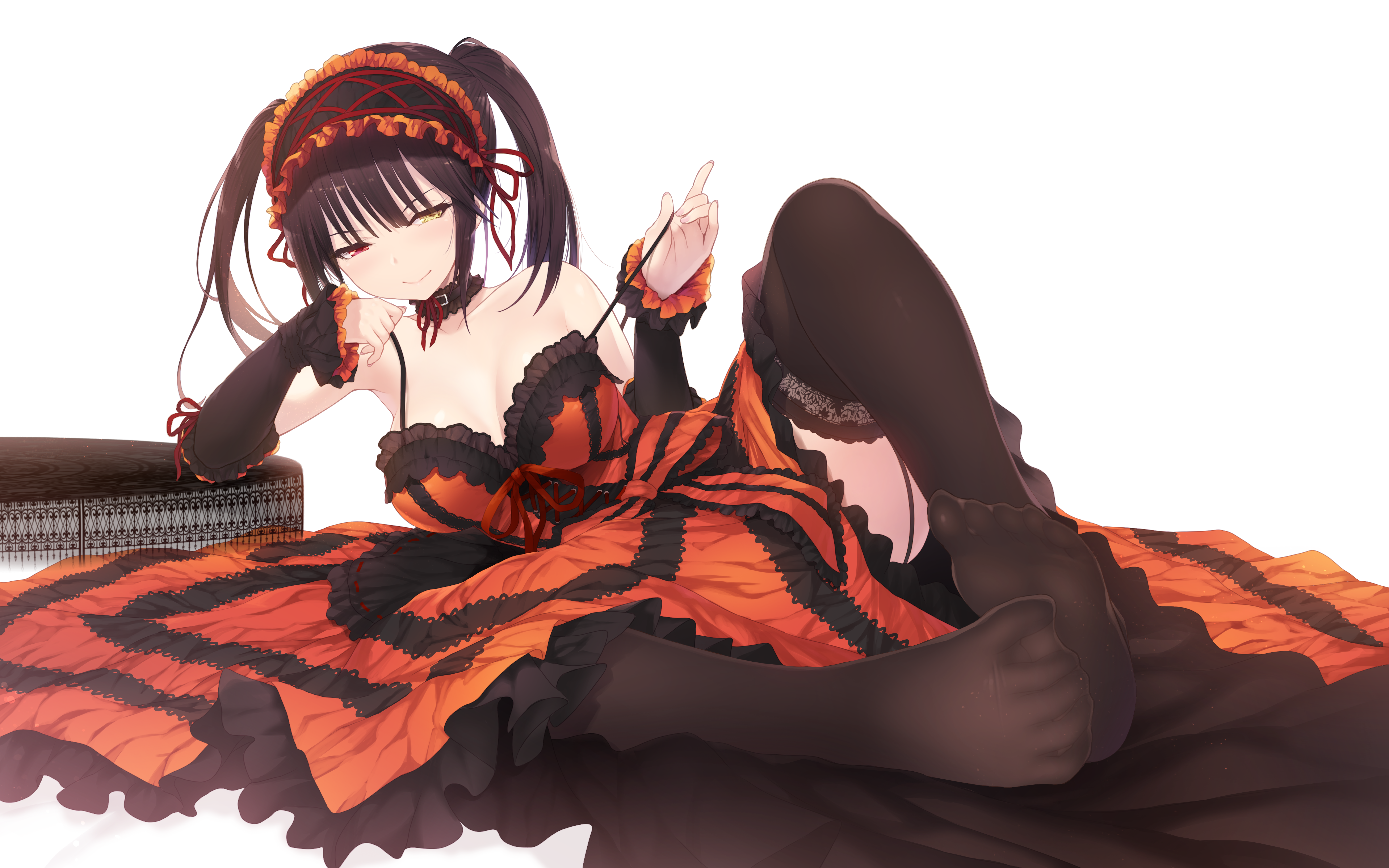 Anime 6614x4134 anime girls Date A Live Tokisaki Kurumi black stockings dress gothic lolita Cait Aron