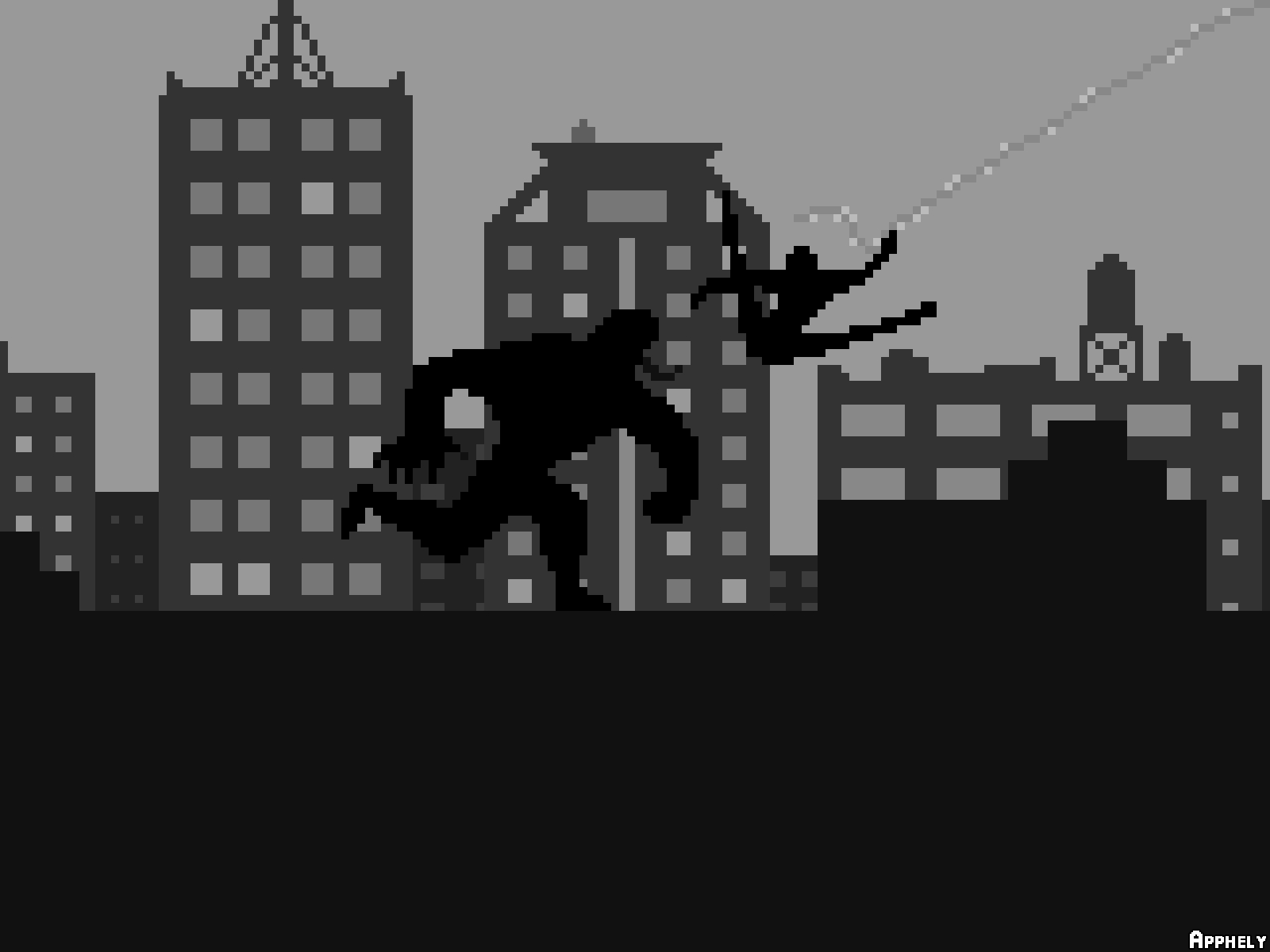 General 1600x1200 Spider-Man Venom pixel art Marvel Comics gray background dark pixels building