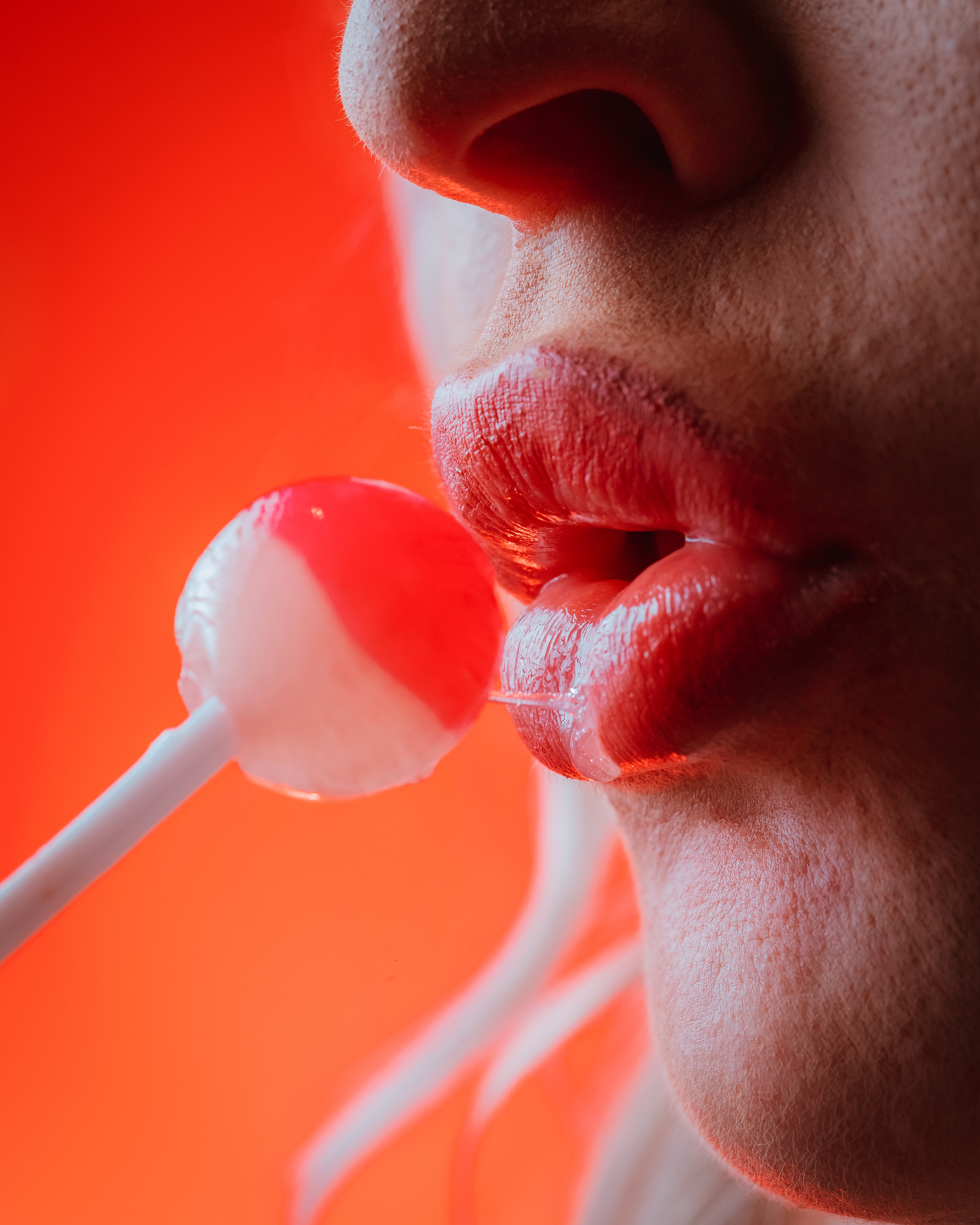 People 3840x4800 women Twisted Mind closeup lollipop juicy lips saliva trail