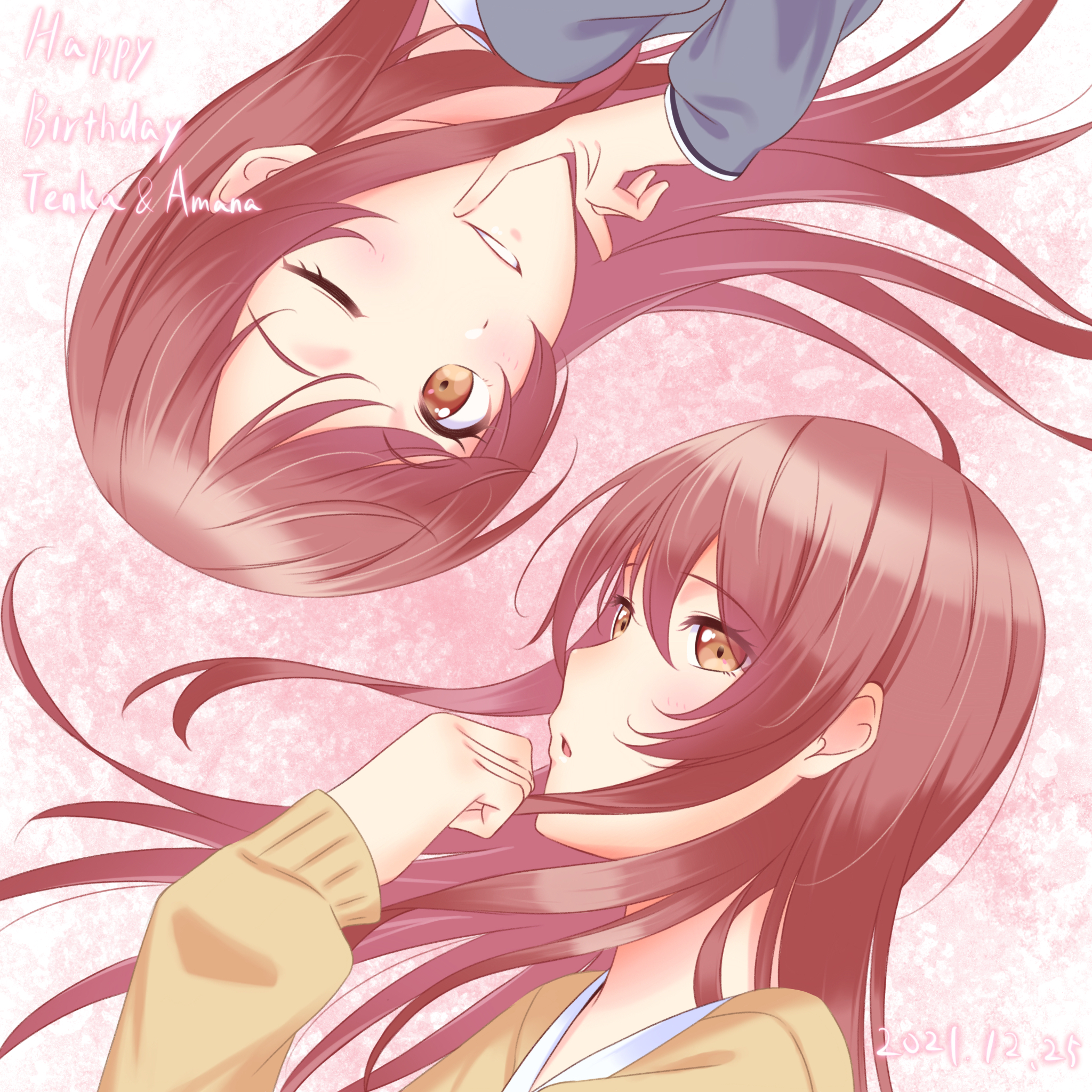 Anime 2048x2048 birthday anime anime girls twins long hair THE iDOLM@STER THE iDOLM@STER: Shiny Colors Oosaki Amana Oosaki Tenka
