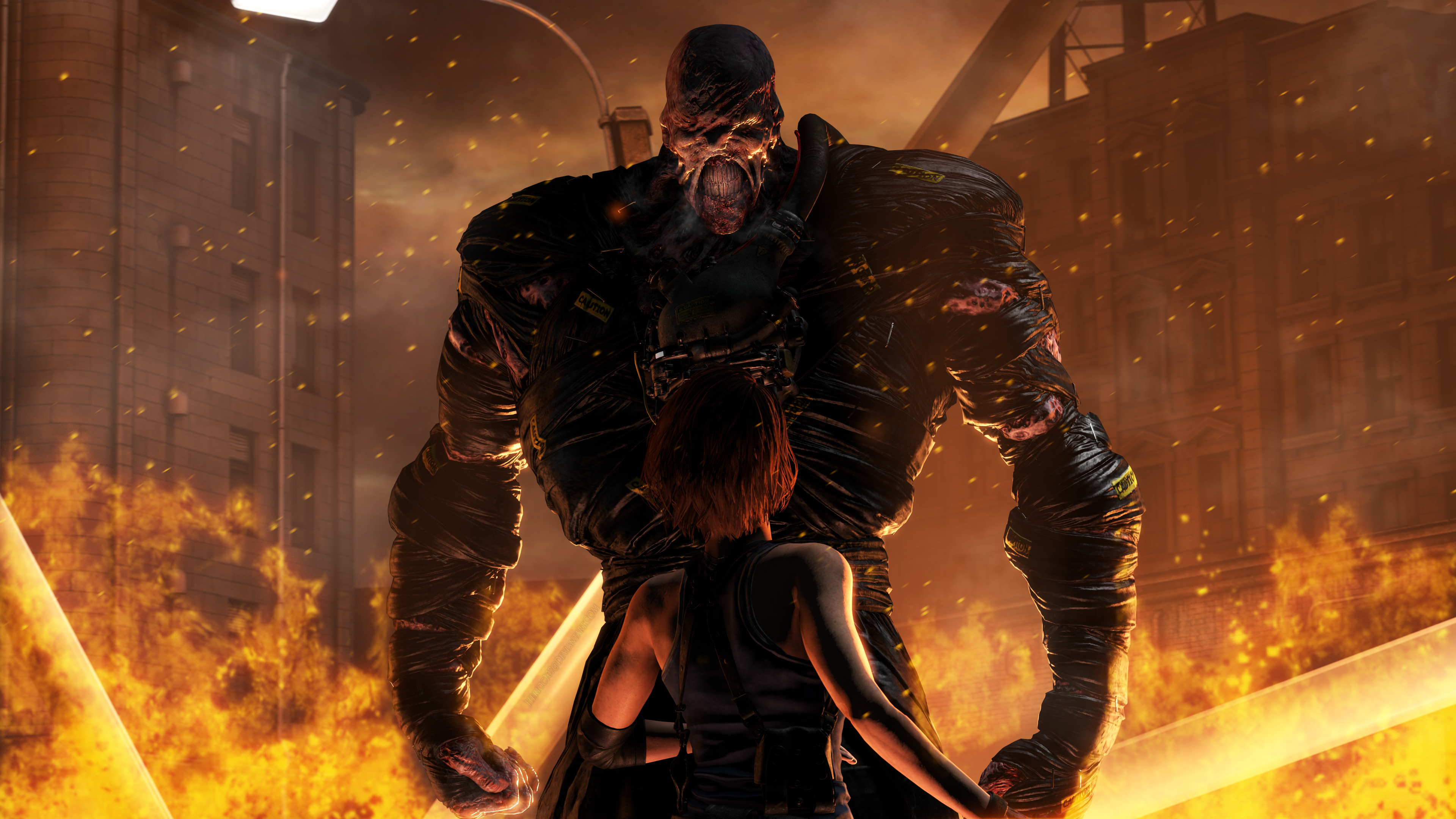 Download Jill Valentine facing Nemesis in the Resident Evil 2 Remake  Wallpaper