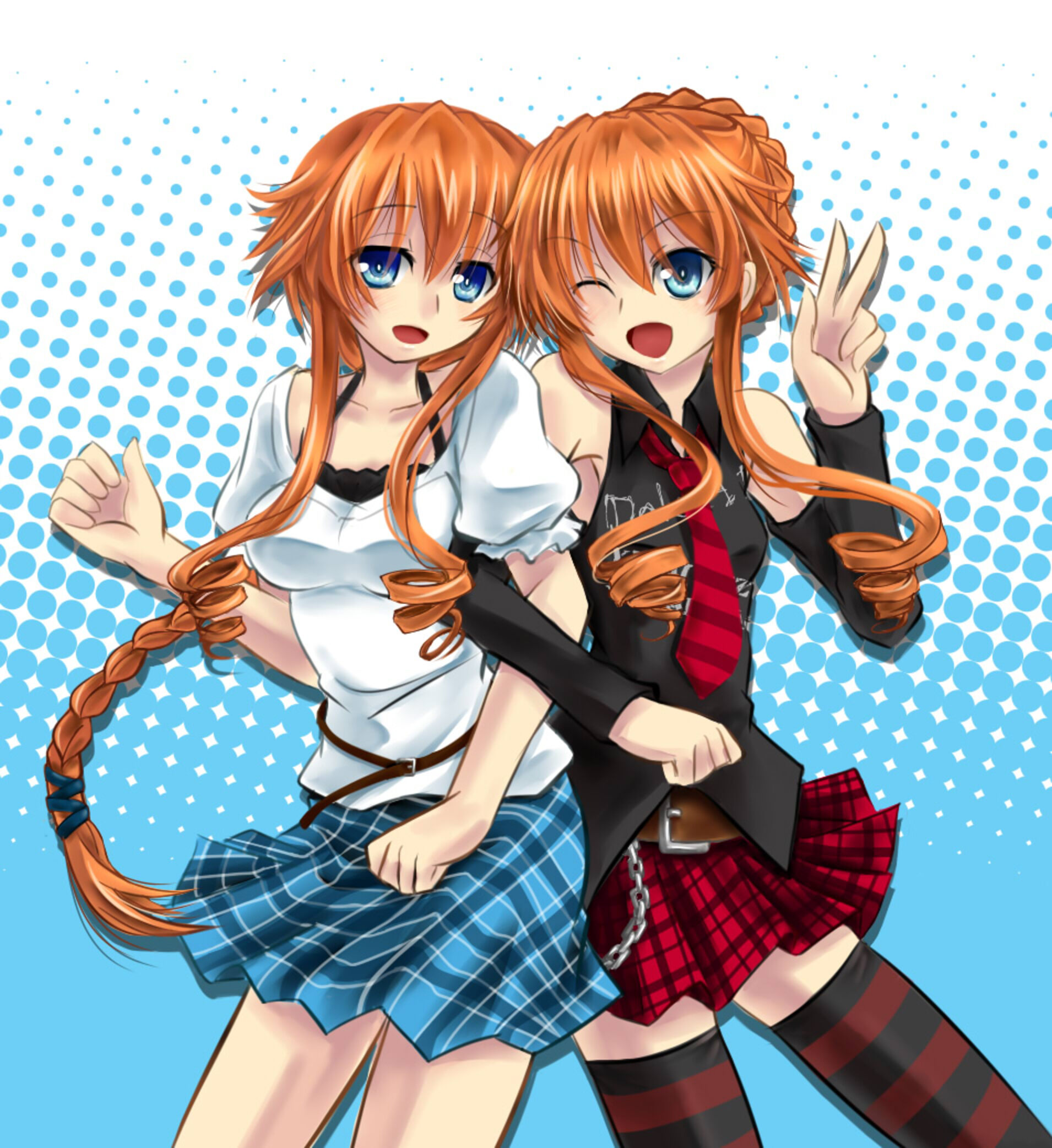 Anime 1910x2084 anime anime girls Date A Live Yamai Kaguya Yamai Yuzuru braids redhead artwork digital art fan art twins