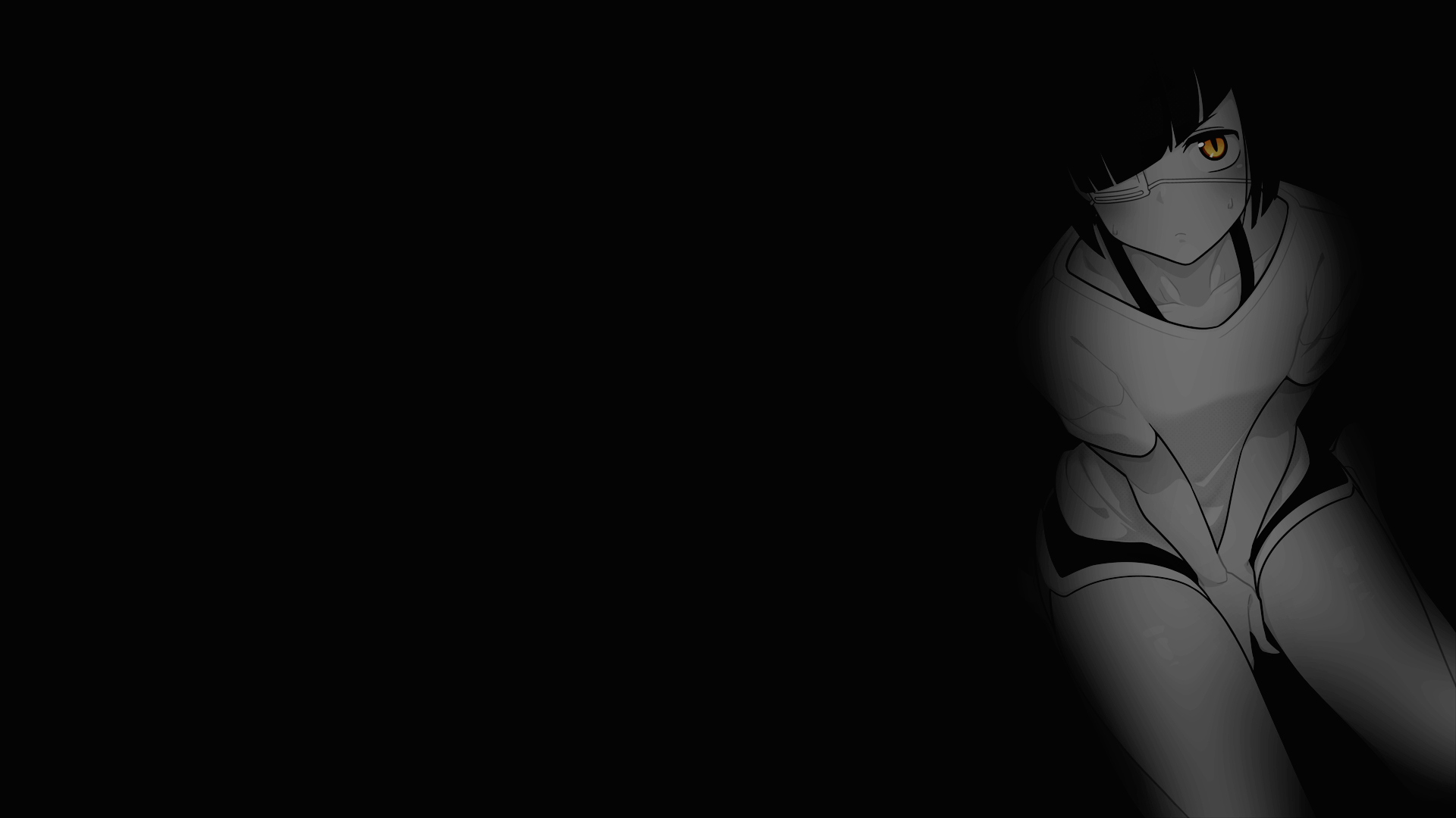 Anime 1920x1080 selective coloring black background dark background simple background anime girls eyepatches